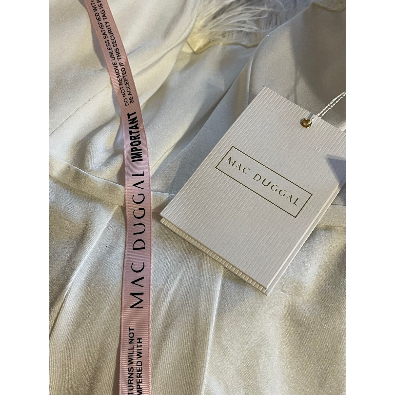 Other Mac Duggal NEW 68146 White Strapless Jumpsuit Feather Trim 2 Size 26" / US 2 / IT 38 - 9 Thumbnail