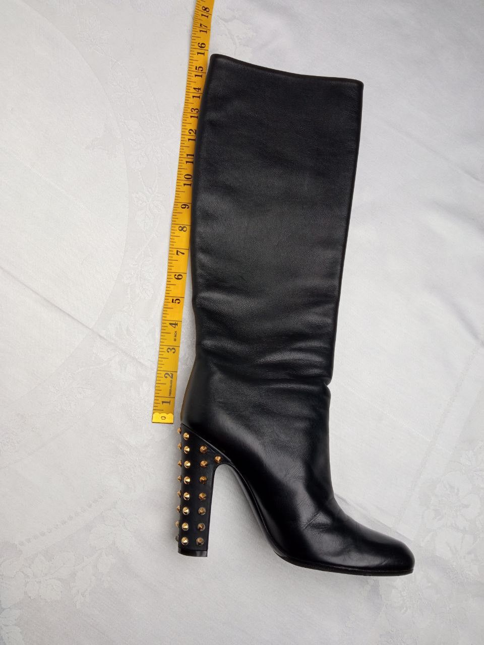 Gucci Studded spikes block heel leather knee high boots 37,5EU Size US 7.5 / IT 37.5 - 4 Thumbnail
