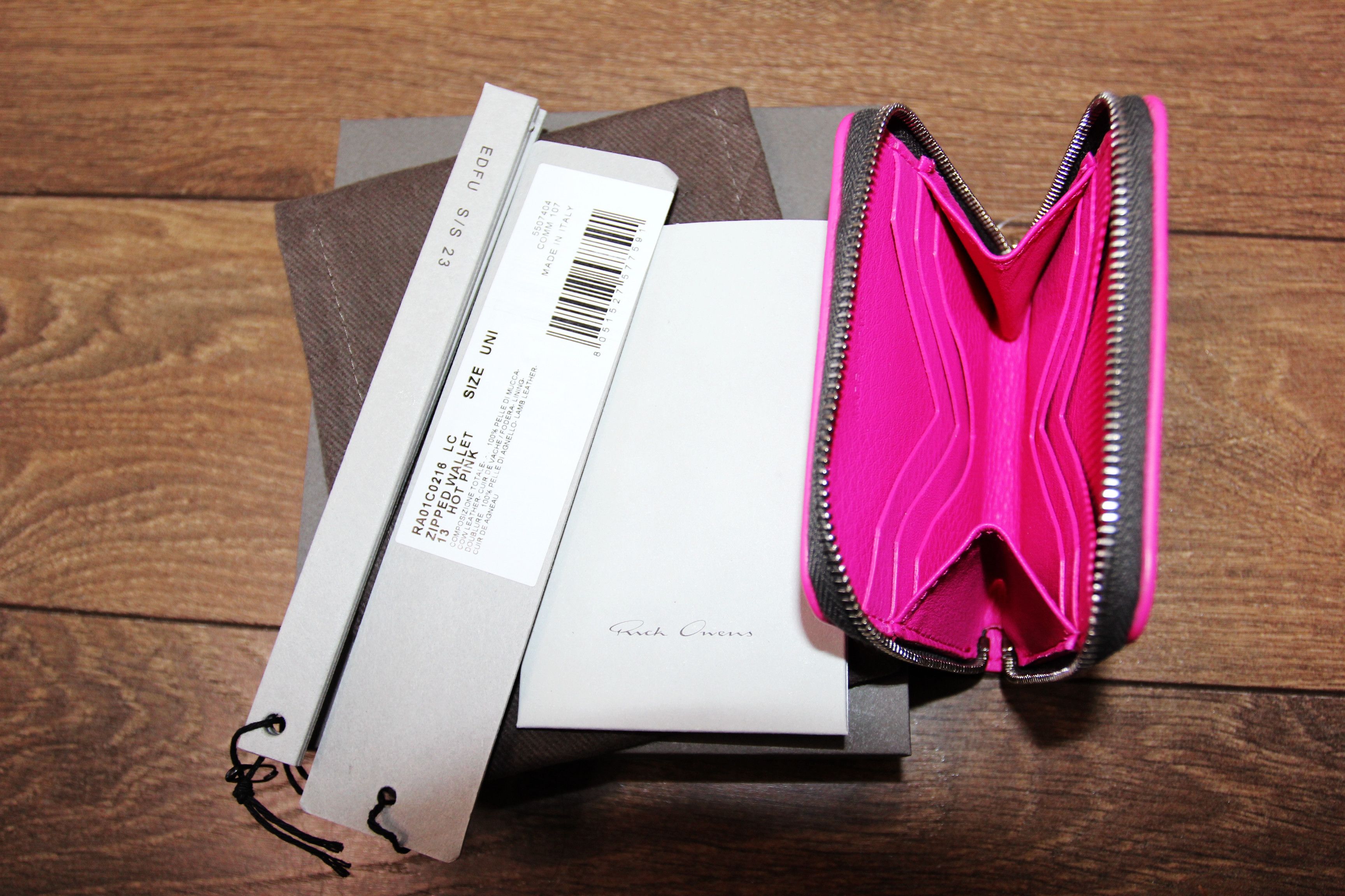 Rick Owens BNWT SS23 RICK OWENS "EDFU" ZIPPED WALLET PINK Size ONE SIZE - 3 Thumbnail