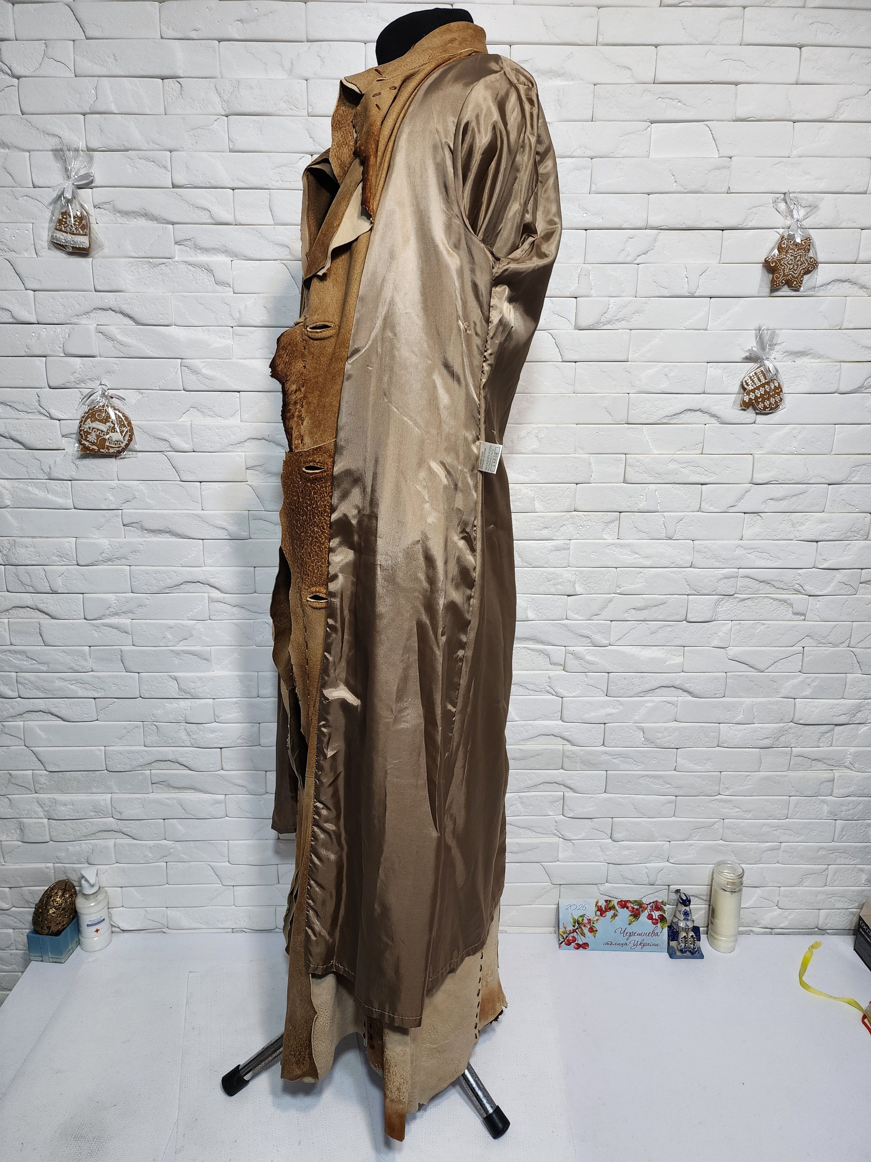 Other Brown Leather Jacket: Long Stylish Women's Coat Size M / US 6-8 / IT 42-44 - 10 Thumbnail