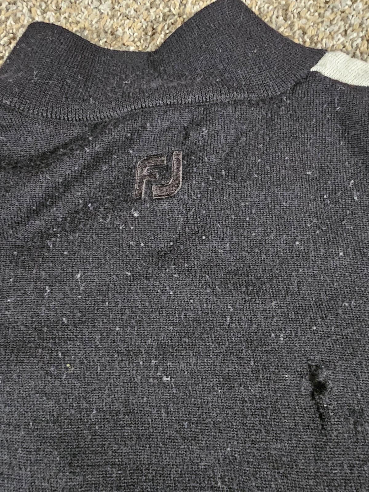 Footjoy FootJoy Argyle Wool Sweater Black Purple 1/4Zip Mens L FLAWS Size US L / EU 52-54 / 3 - 8 Thumbnail