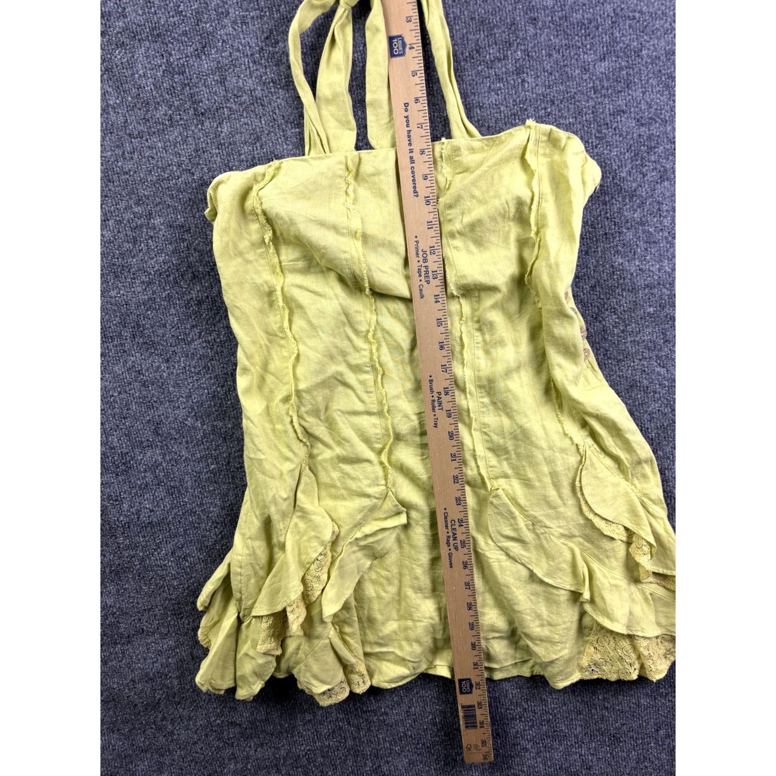 Vintage VINTAGE_NO - (Not Vintage) Free-est Dress Womens M Yellow Halter Sundress Boho Lace Hem Ruffle Short Sleeveless Casual Festival Shorthm? Size 32" / US 10 / IT 46 - 3 Thumbnail