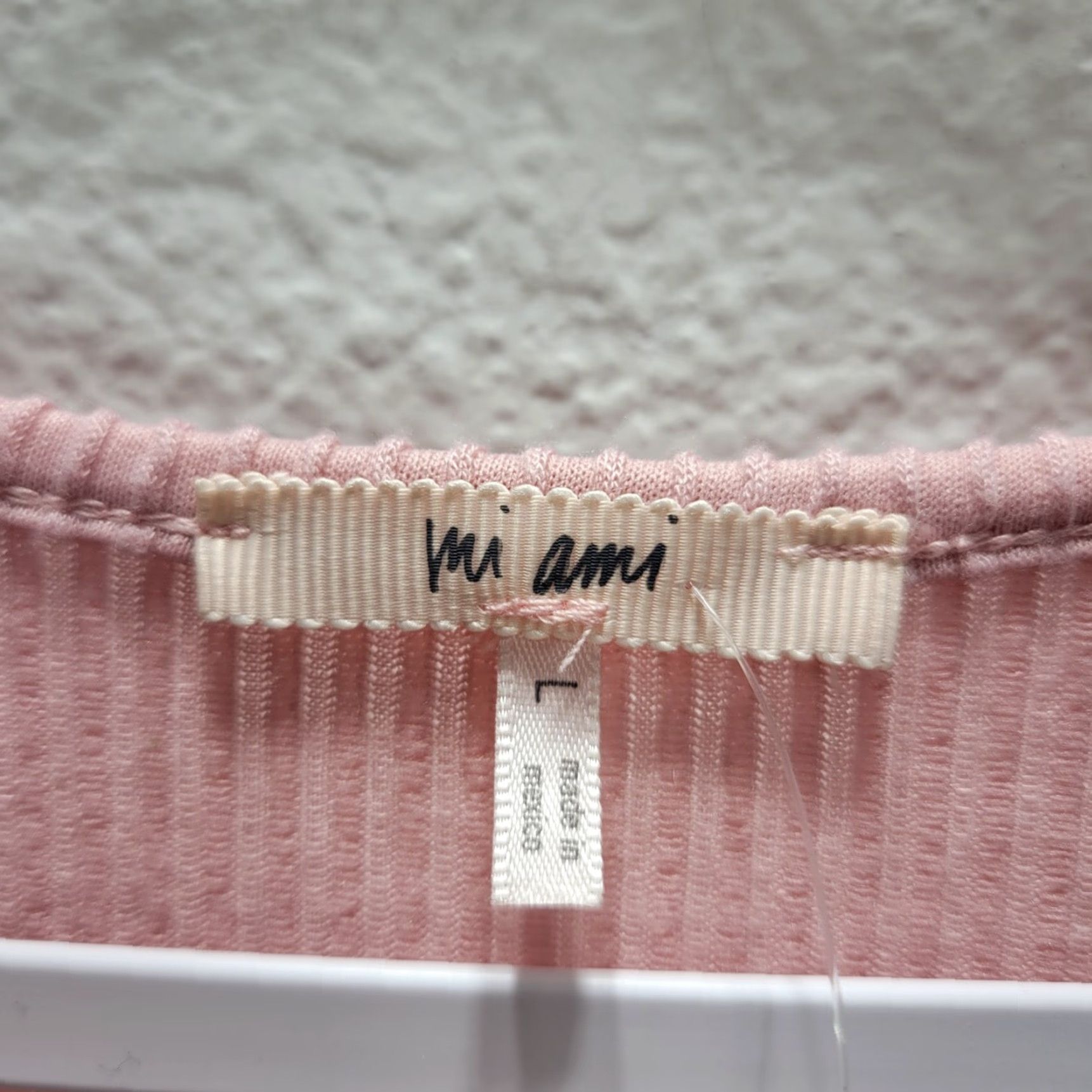Vintage Mi Ami Blouse Long Sleeve Pink Ribbed Knit Peplum Hem V-Neck Sz L Womens Size L / US 10 / IT 46 - 5 Thumbnail