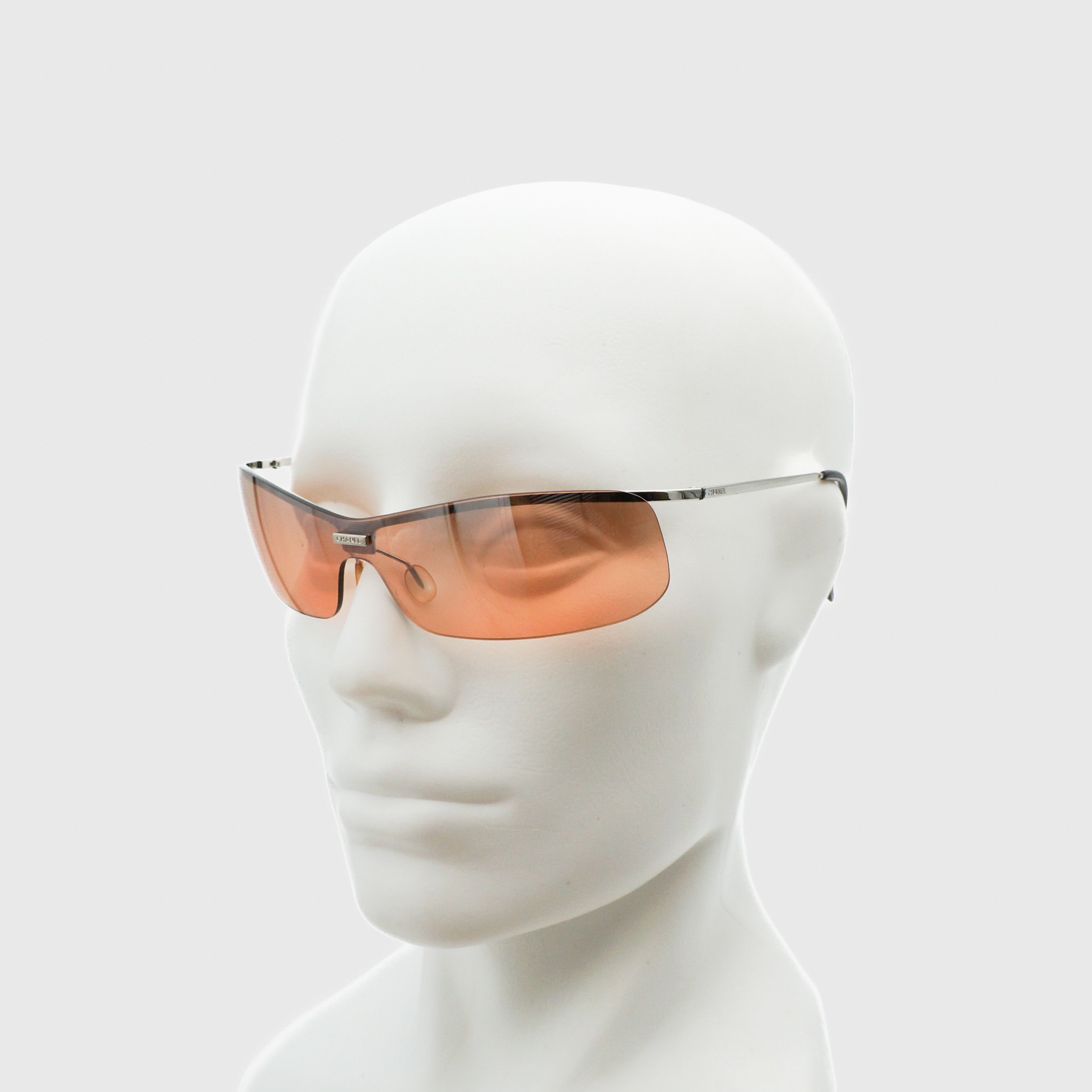 Chanel CHANEL 4043 Orange SIlver Rimless Sunglasses Vintage 90s 