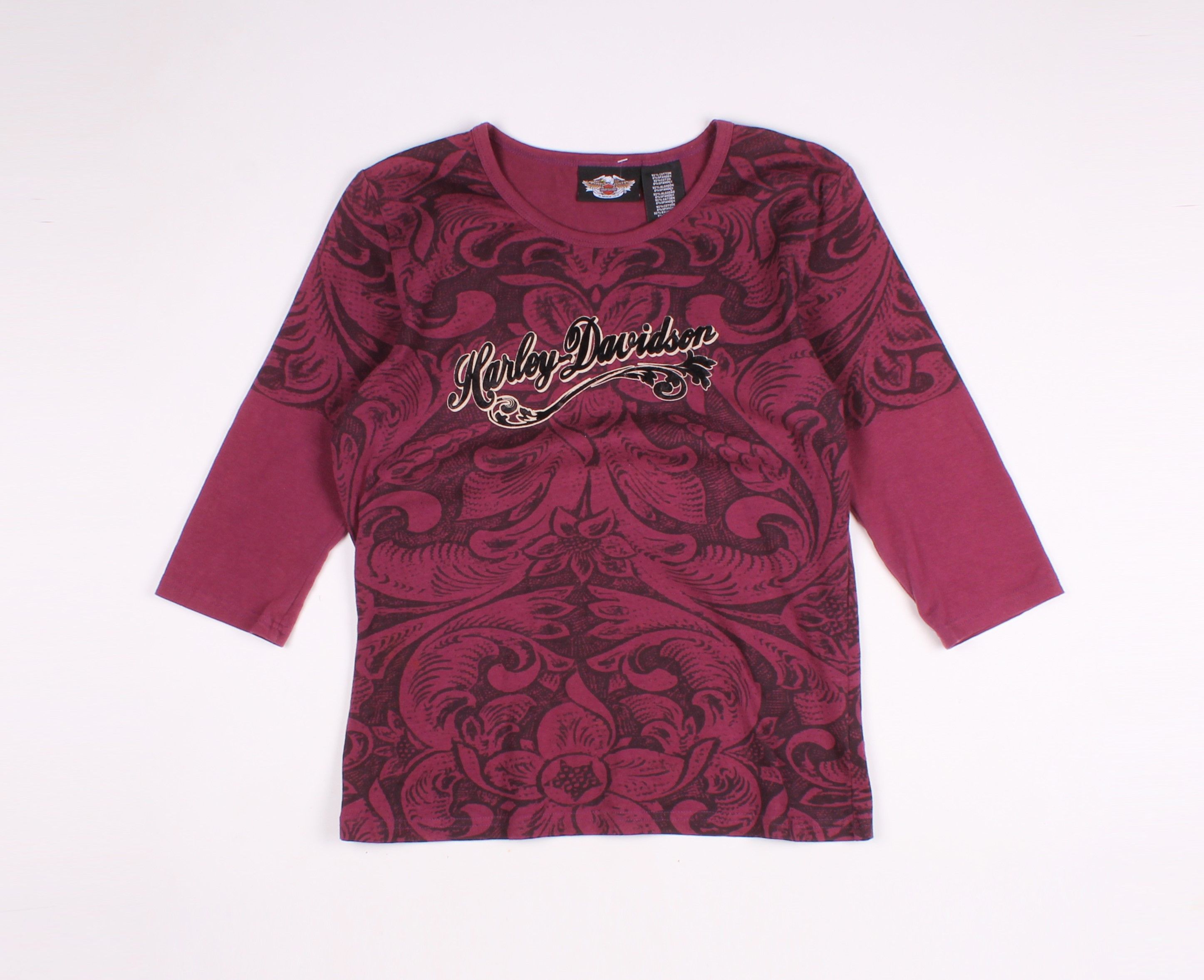 Harley Davidson Vintage Harley Davidson Printed Purple 3/4 Sleeve Top Size S / US 4 / IT 40 - 1 Thumbnail