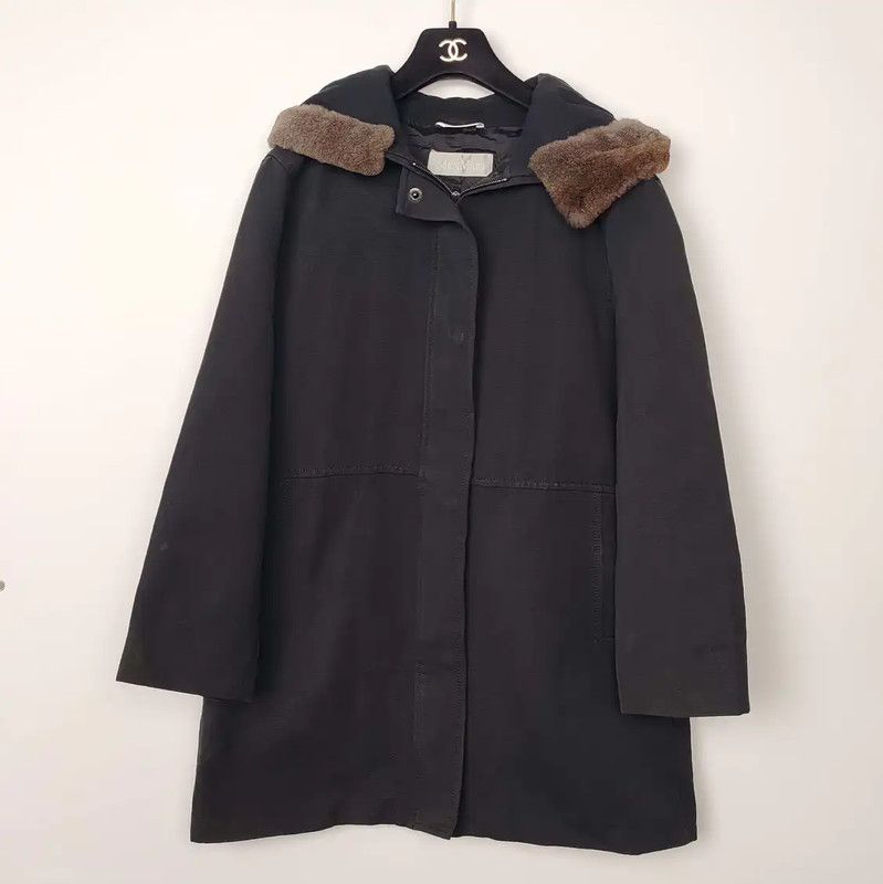 Max Mara MaxMara Black Cotton Women's Coat 0089 Size L / US 10 / IT 46 - 1 Thumbnail