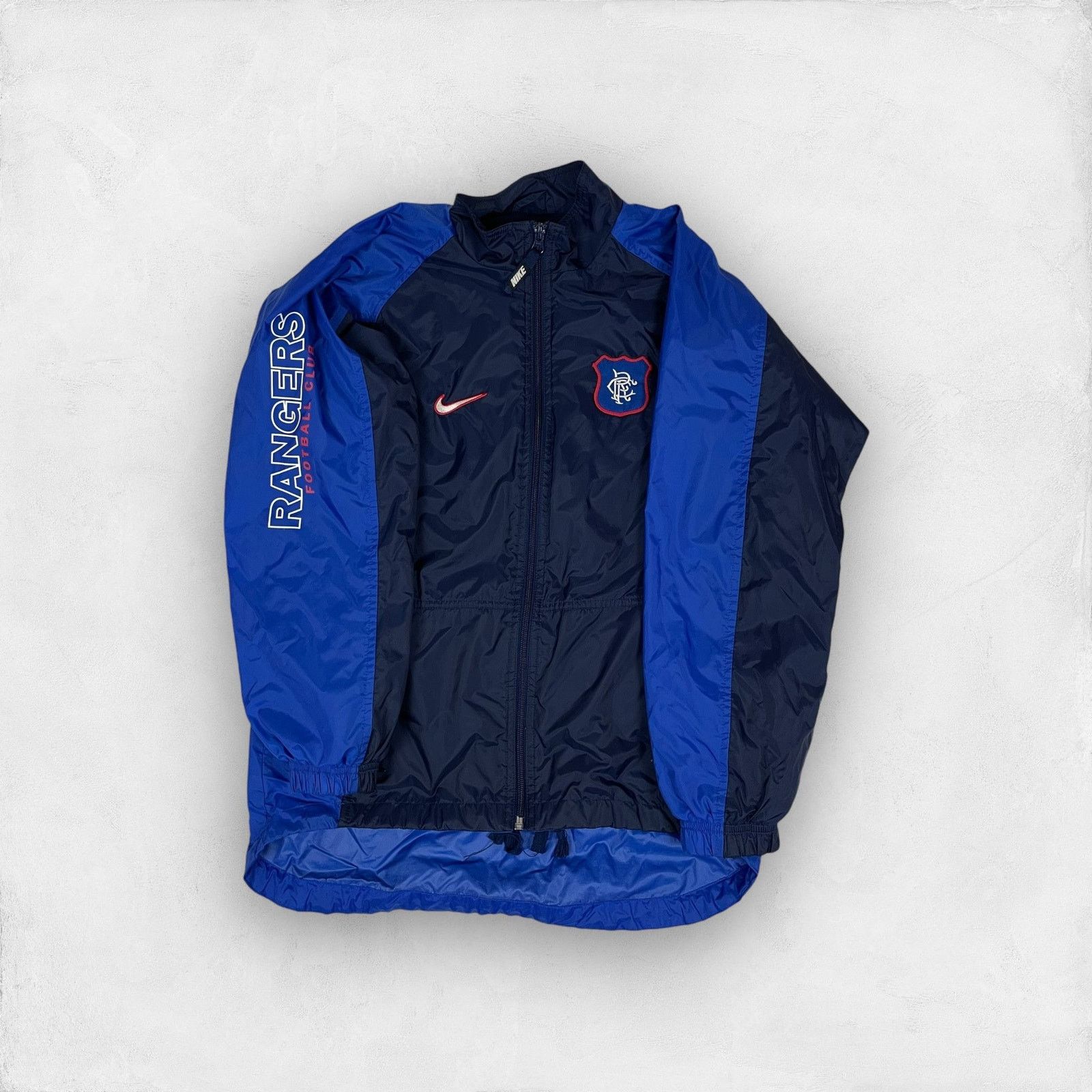 Nike × Vintage Vintage Nike Men's Navy Blue Rangers F.C. Training Jacket Size US S / EU 44-46 / 1 - 1 Thumbnail