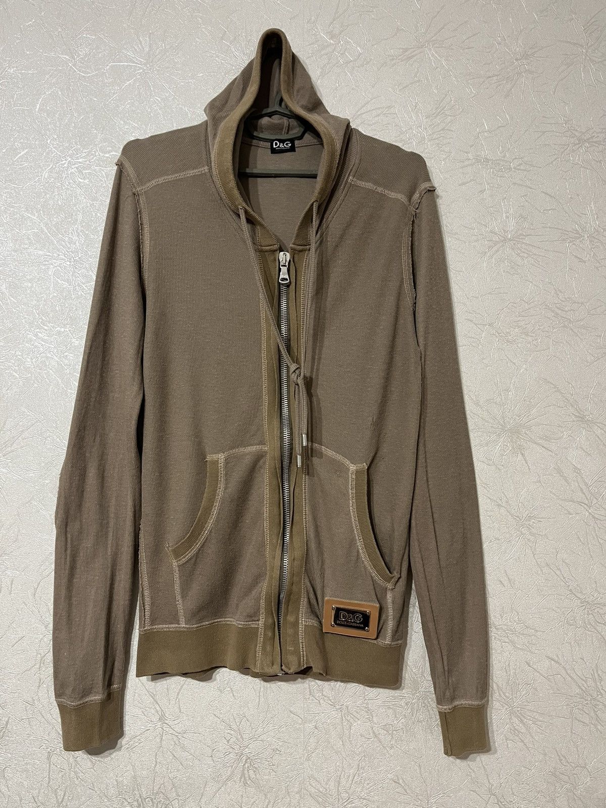 Dolce & Gabbana Dolce&Gabbana Avant Garde Beige Distressed Zip Hoodie Y2K Size US M / EU 48-50 / 2 - 1 Thumbnail