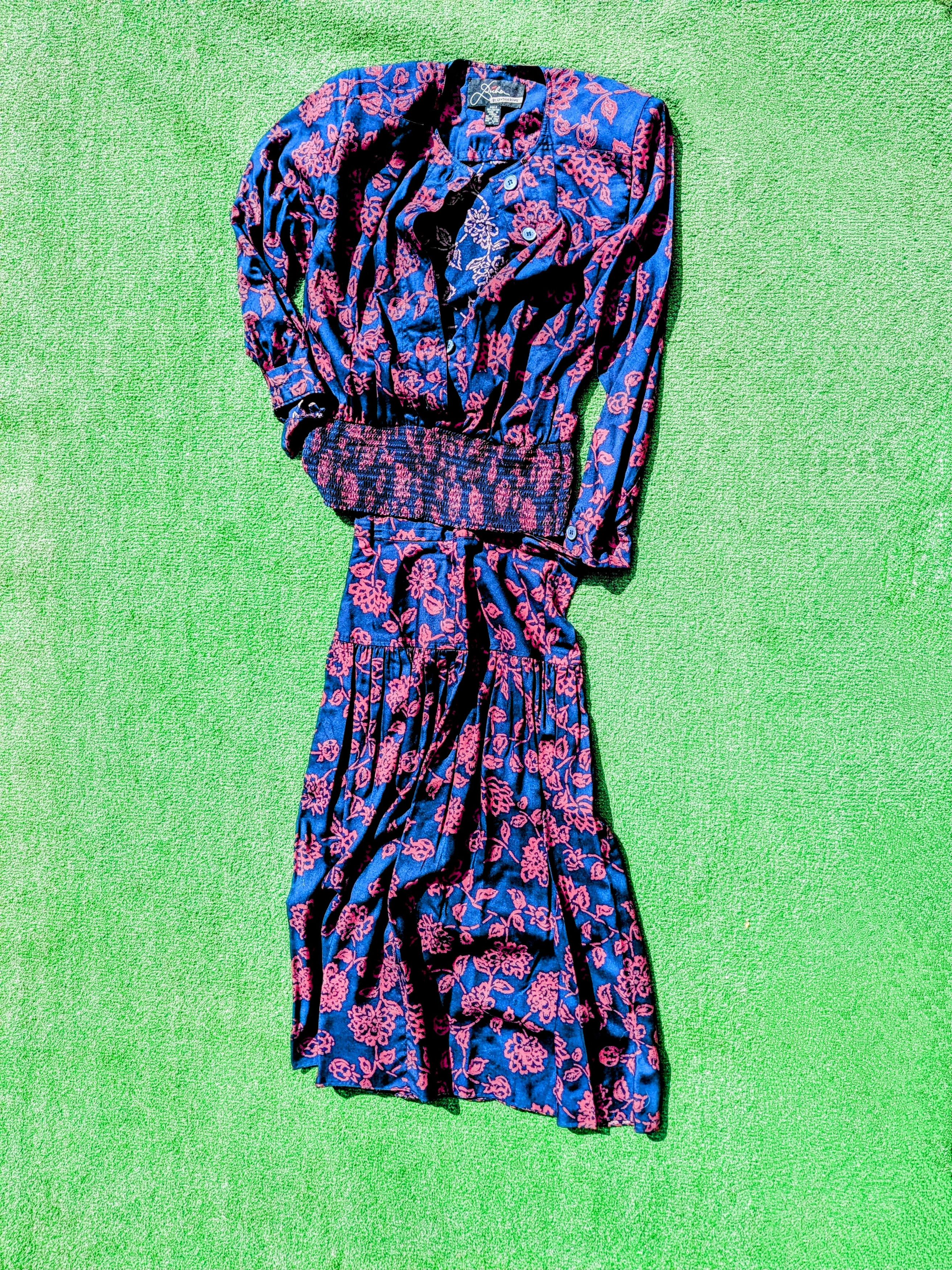 Vintage 1980s VTG Cynthia Howie Buhon Floral 2pc Top+Maxi Dress Set Size XS / US 0-2 / IT 36-38 - 6 Thumbnail