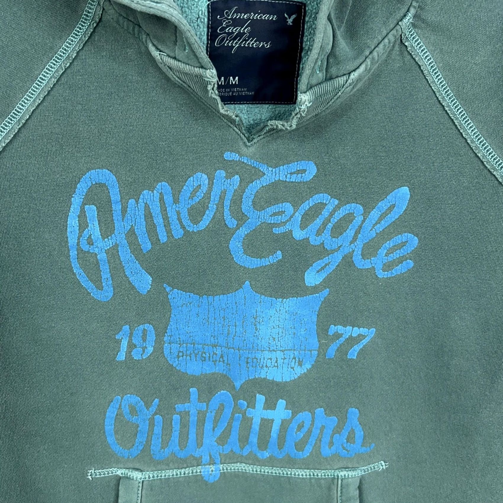 American Eagle Outfitters American Eagle Outfitters Hoodie Womens Medium Green Pullover Graphic 1977 Y2K Size M / US 6-8 / IT 42-44 - 3 Thumbnail