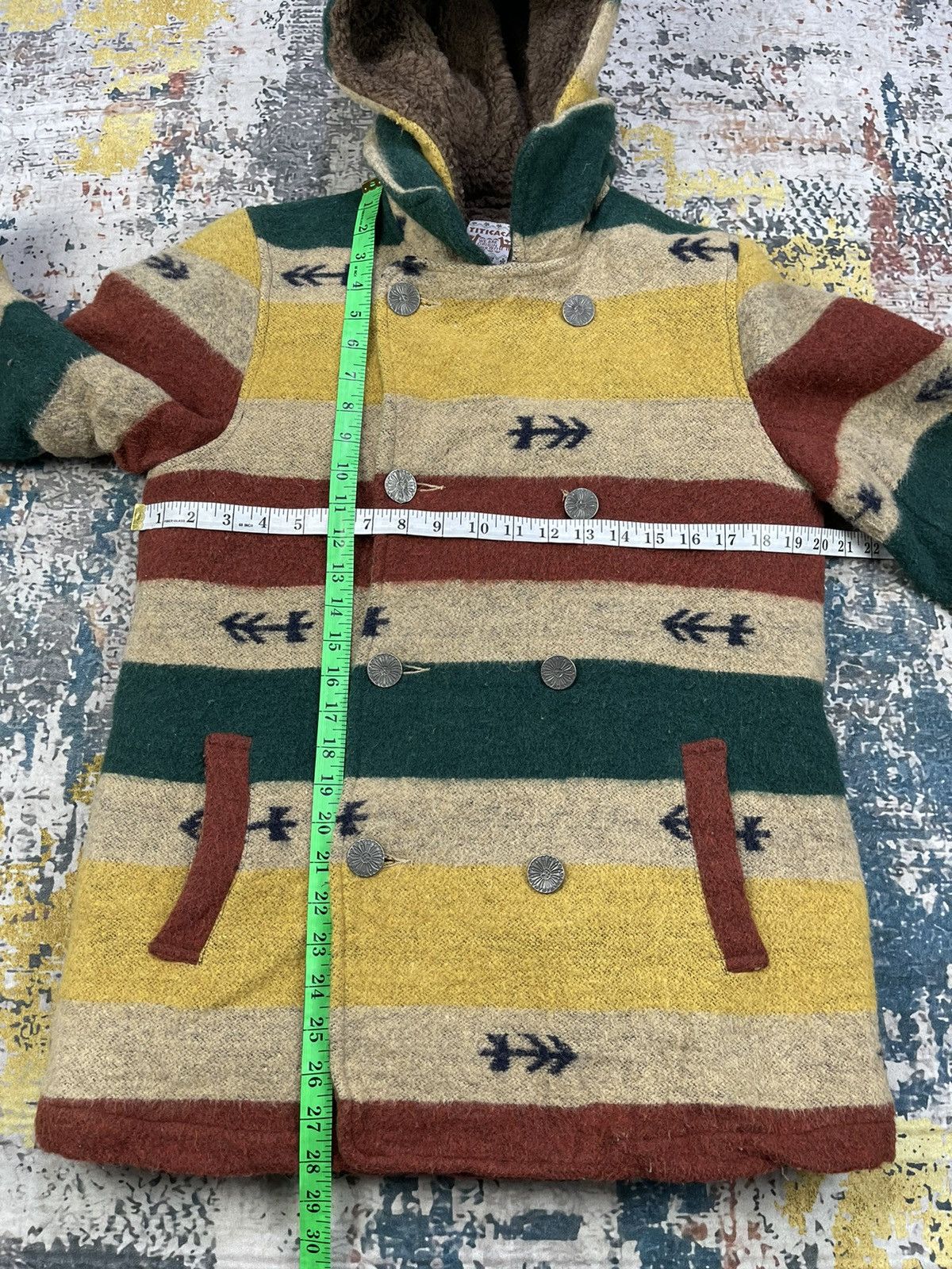 Japanese Brand Titicaca Arrow Native Stripe Double Breasted Hooded Coats Size S / US 4 / IT 40 - 8 Thumbnail
