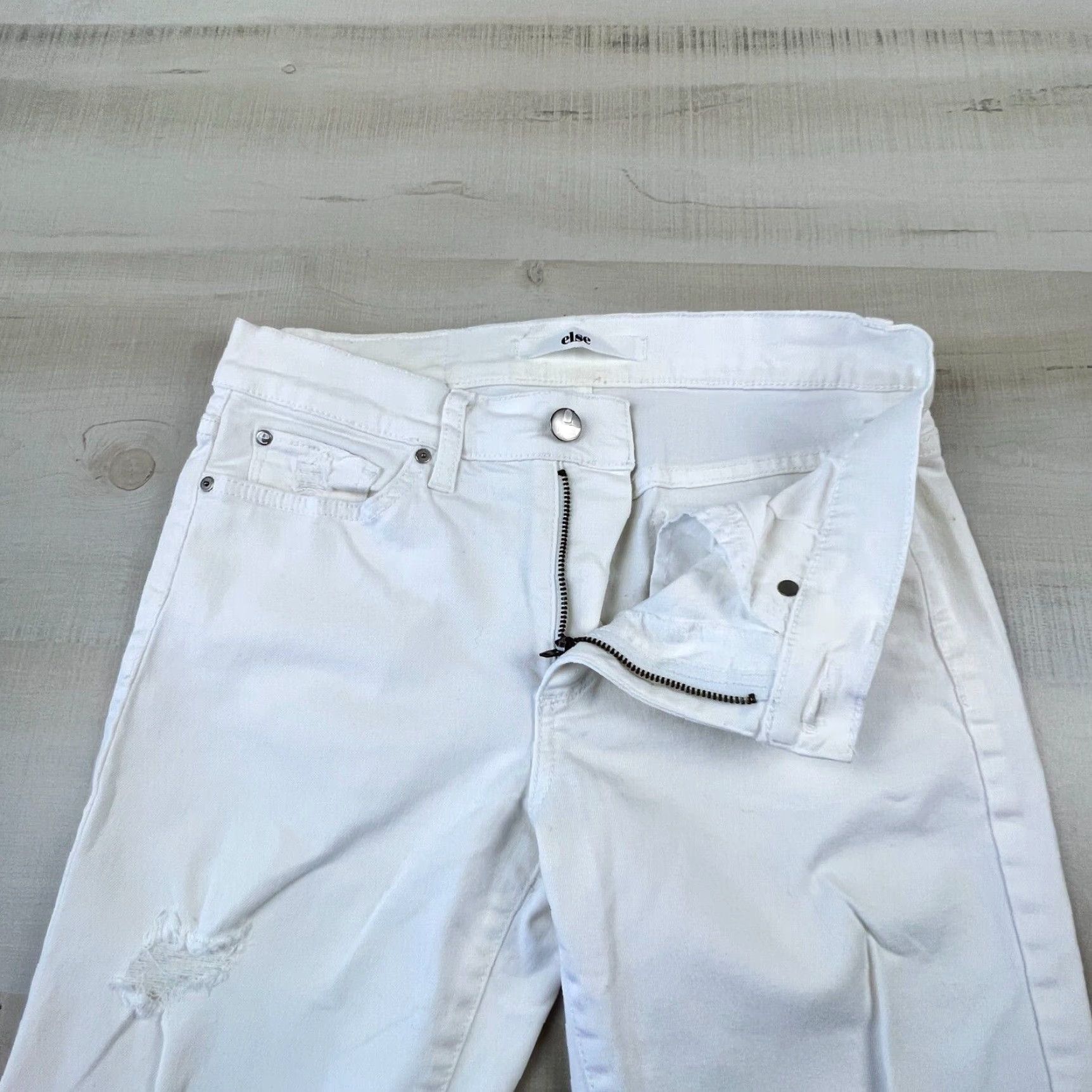 Vintage Else Womens White Distressed Jeans Size 26" / US 2 / IT 38 - 3 Thumbnail