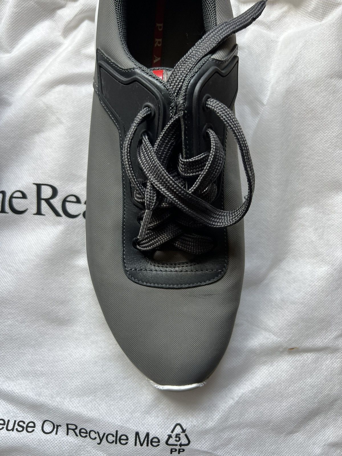 Prada PRADA Men's Black Gray White Lace Up Sneakers Low Top Size US 10.5 / EU 43-44 - 10 Thumbnail