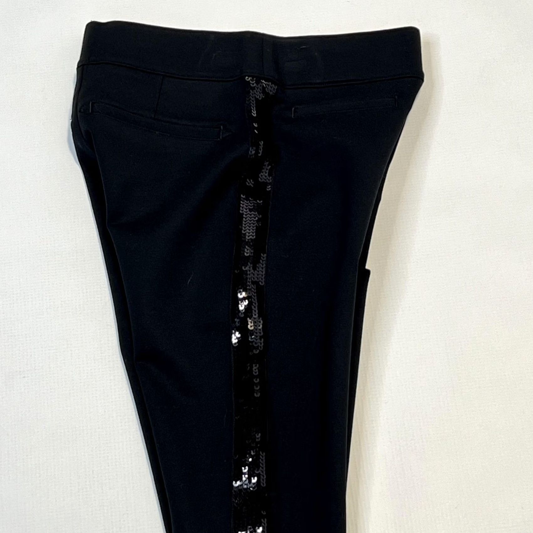 Spanx VINTAGE? No. Spanx Ponte Skinny Pants Womens XS Black Sequin Trim High Rise Stretch Slim Size 26" / US 2 / IT 38 - 2 Thumbnail