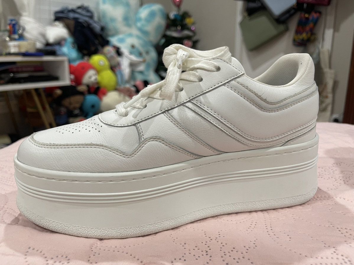 Celine × Designer WHITE CHUNKY BLOCK SNEAKERS WITH WEDGE OUTSOLE IN CALFSKIN Size US 7 / IT 37 - 3 Thumbnail