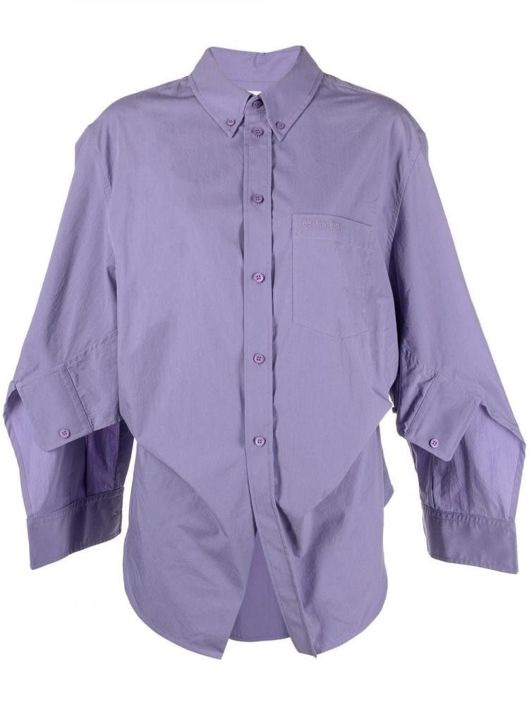 image of Balenciaga O1Mt1Gz0424 Knotted Vareuse Shirt In Purple, Women's (Size Medium)