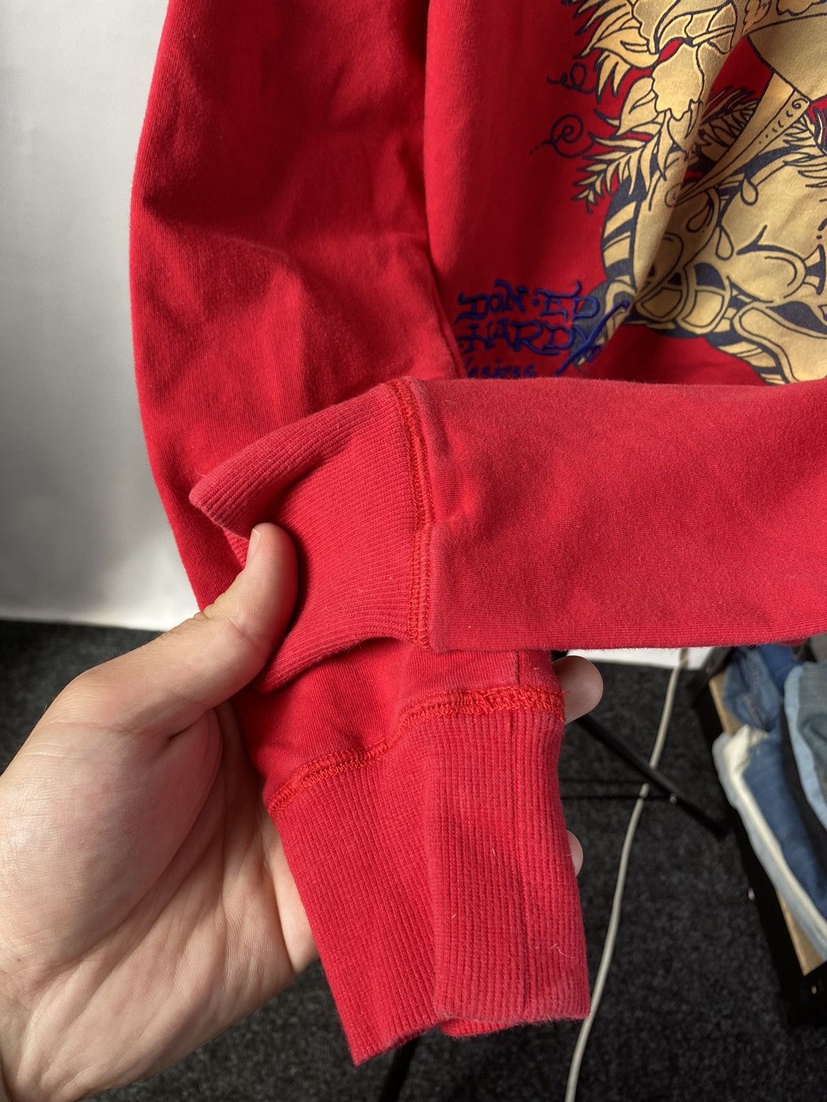 Ed Hardy 🔥Ed Hardy Gothic Tribal Avant Garde Red Hoodie Small wom Size S / US 4 / IT 40 - 14 Thumbnail