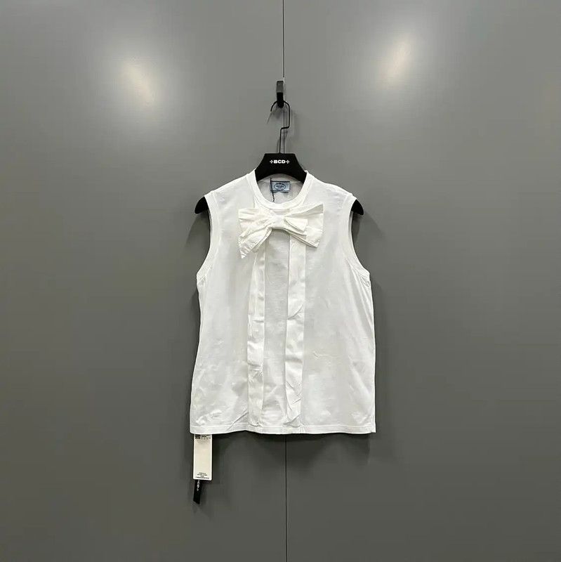 Prada Sleeveless White Cotton Summer Top