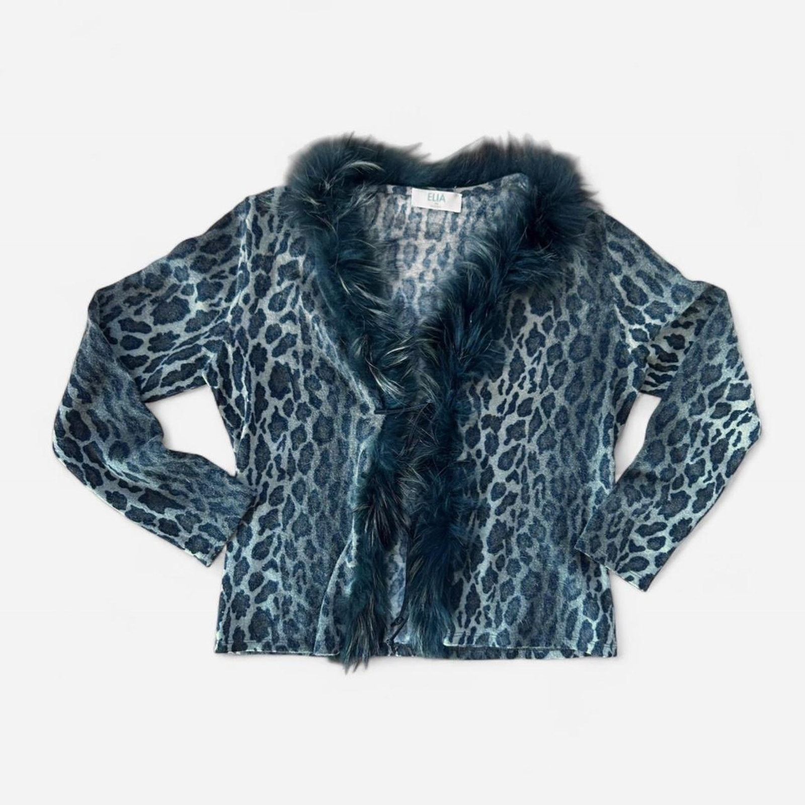 Vintage vintage elia cheetah cardigan with faux fur trim Size S / US 4 / IT 40 - 1 Thumbnail