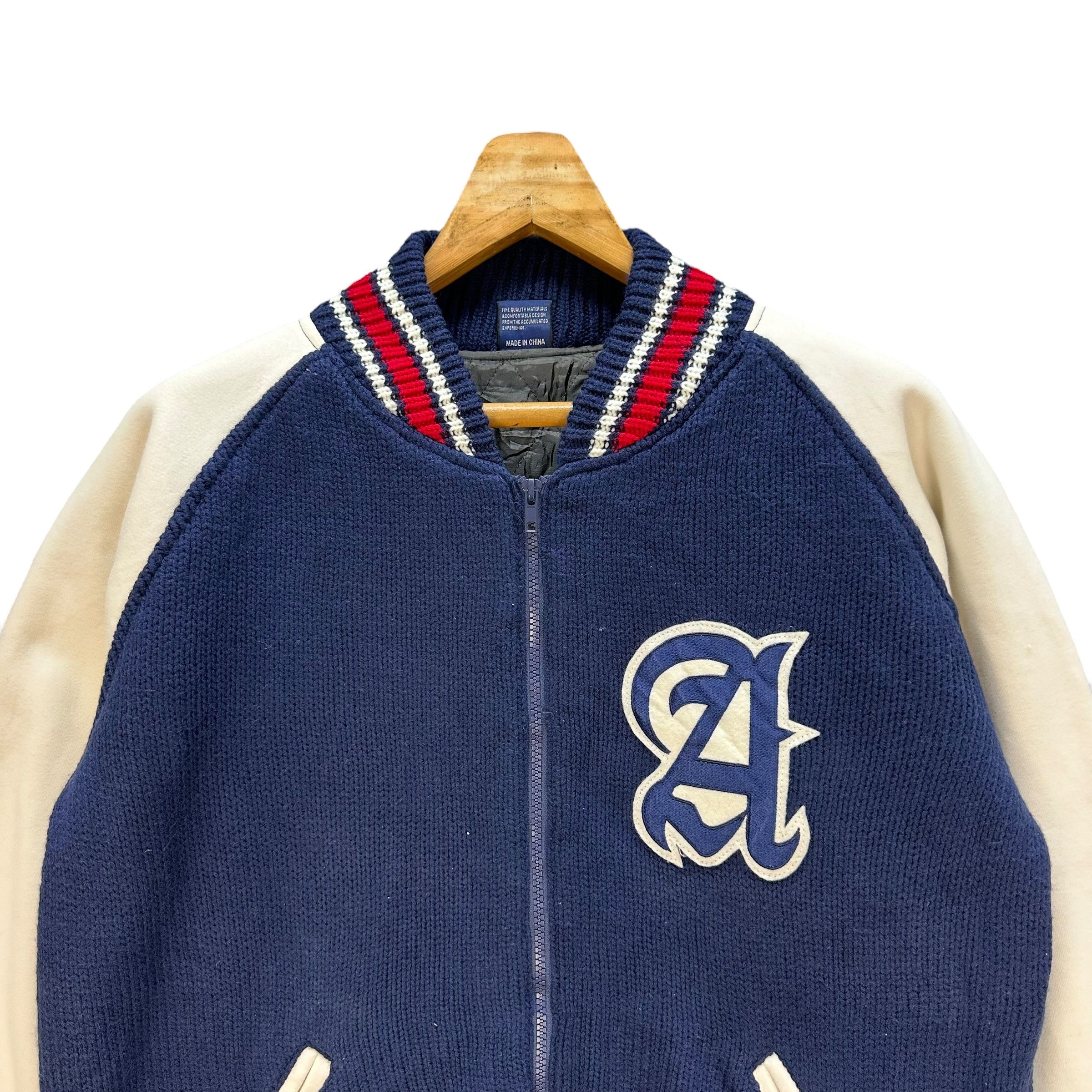 Native NATIVE AMERICAN Graphic Logo Knitted Bomber Jacket #A55-1259 Size US L / EU 52-54 / 3 - 4 Thumbnail