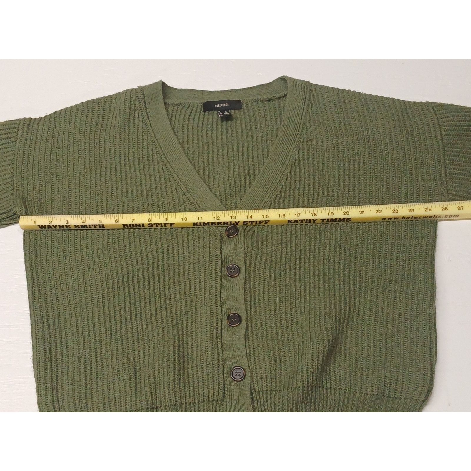Forever 21 Forever 21 (Medium) Green Button Long Knitted Sweatshirt Size M / US 6-8 / IT 42-44 - 3 Thumbnail