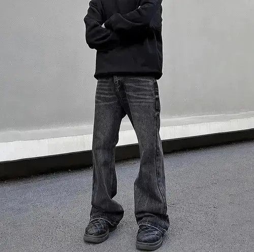 Designer × Japanese Brand × Jean Loose Straight-leg Flared Black Jeans Size US 31 - 1 Thumbnail