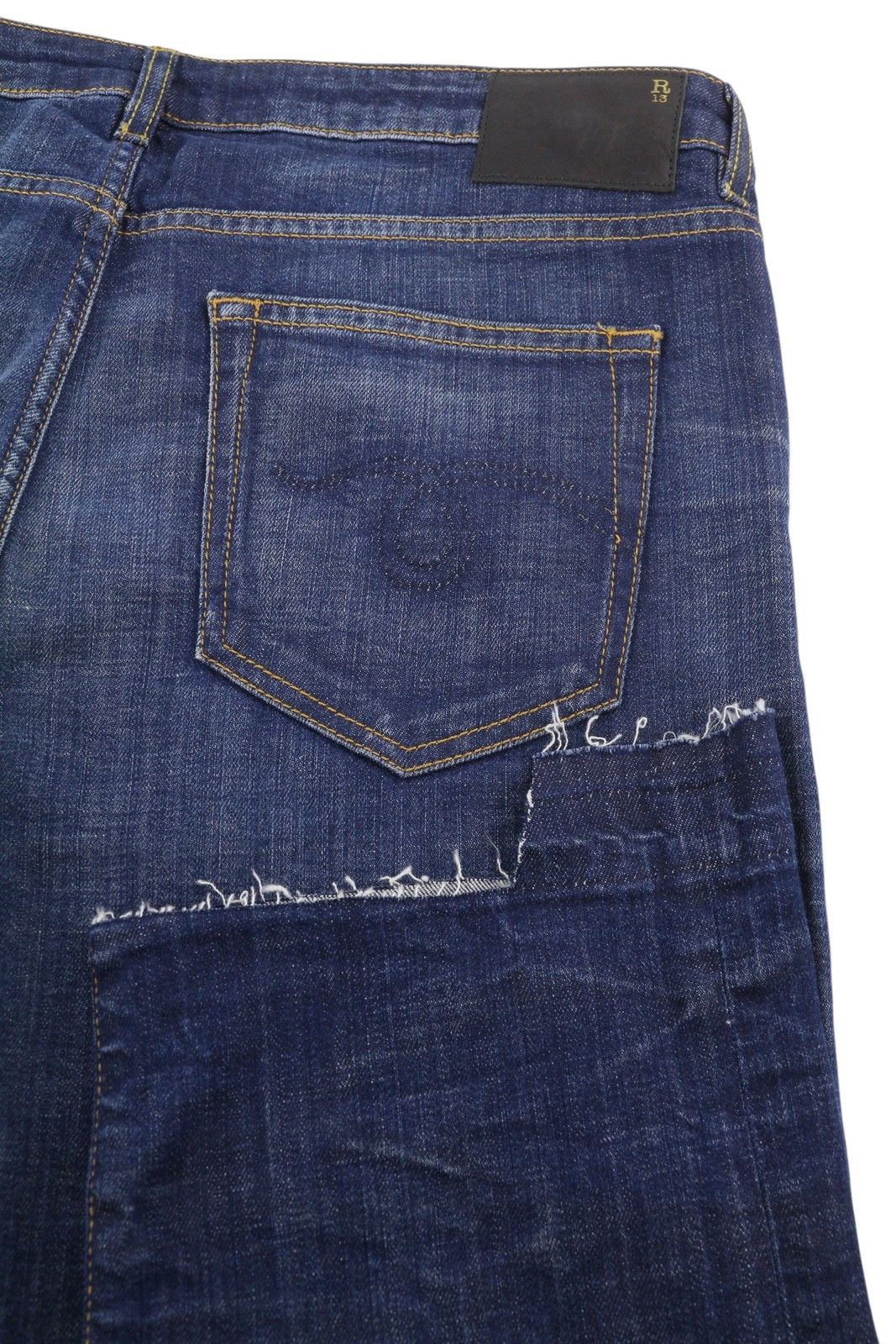 R13 BOY STRAIGHT 31 Howell Indigo Uneven Hem Faded 86353 Size 31" - 5 Thumbnail
