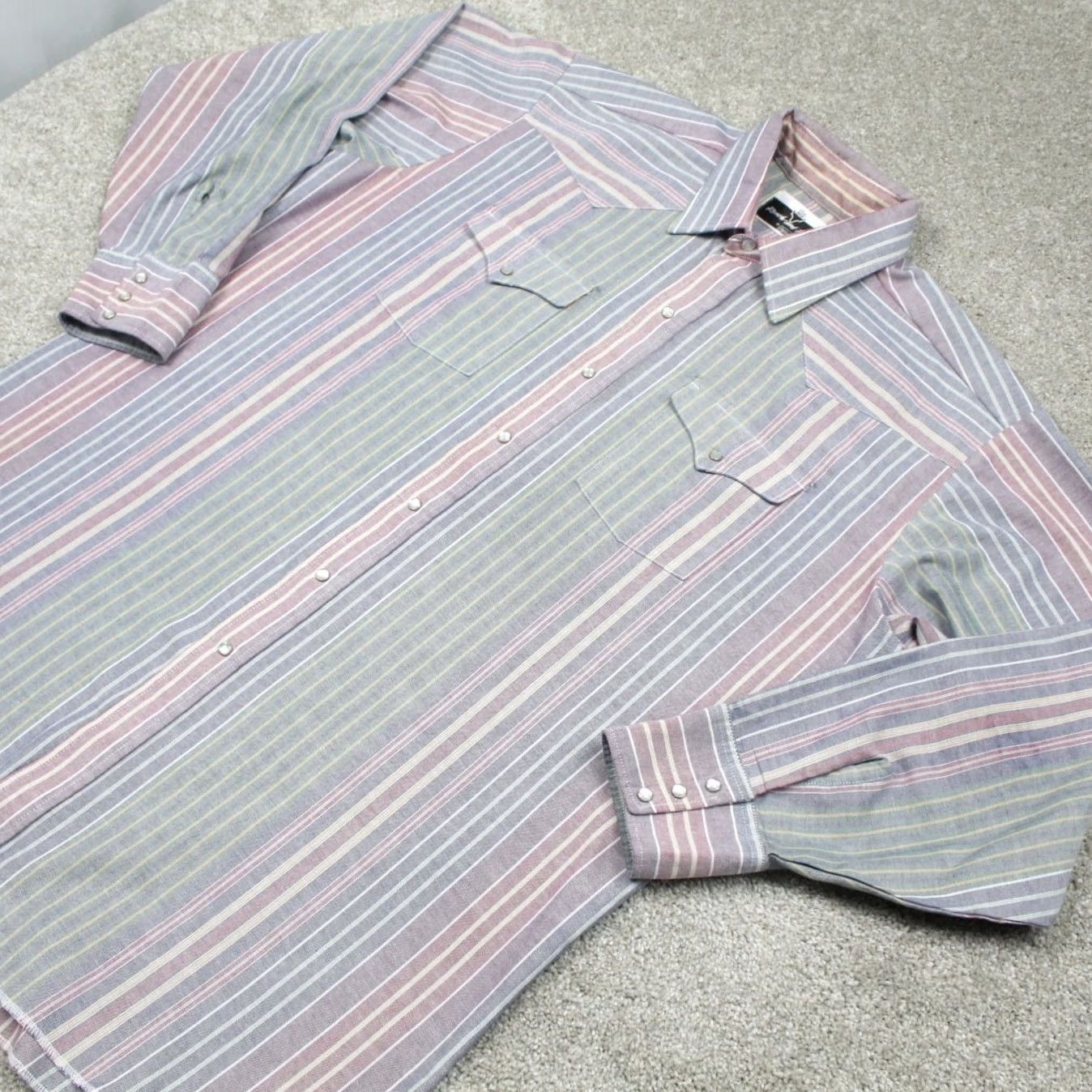 Vintage Ranch and Town Shirt Mens 18, 35 Red/Blue/Green Pearl Snap Panhandle Slim L/S Shirt Size US XXL / EU 58 / 5 - 3 Thumbnail