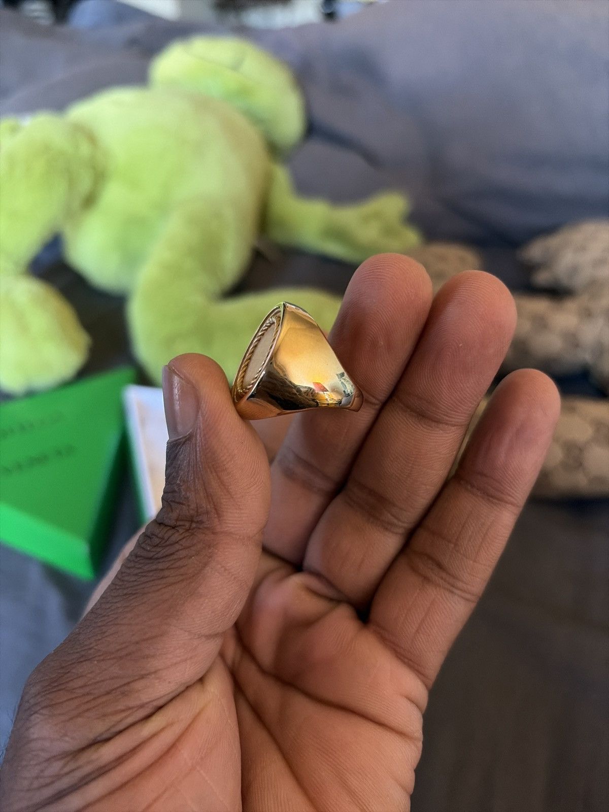 Bottega Veneta Gold Finish Sterling Silver Ring in Gold Size ONE SIZE - 6 Thumbnail