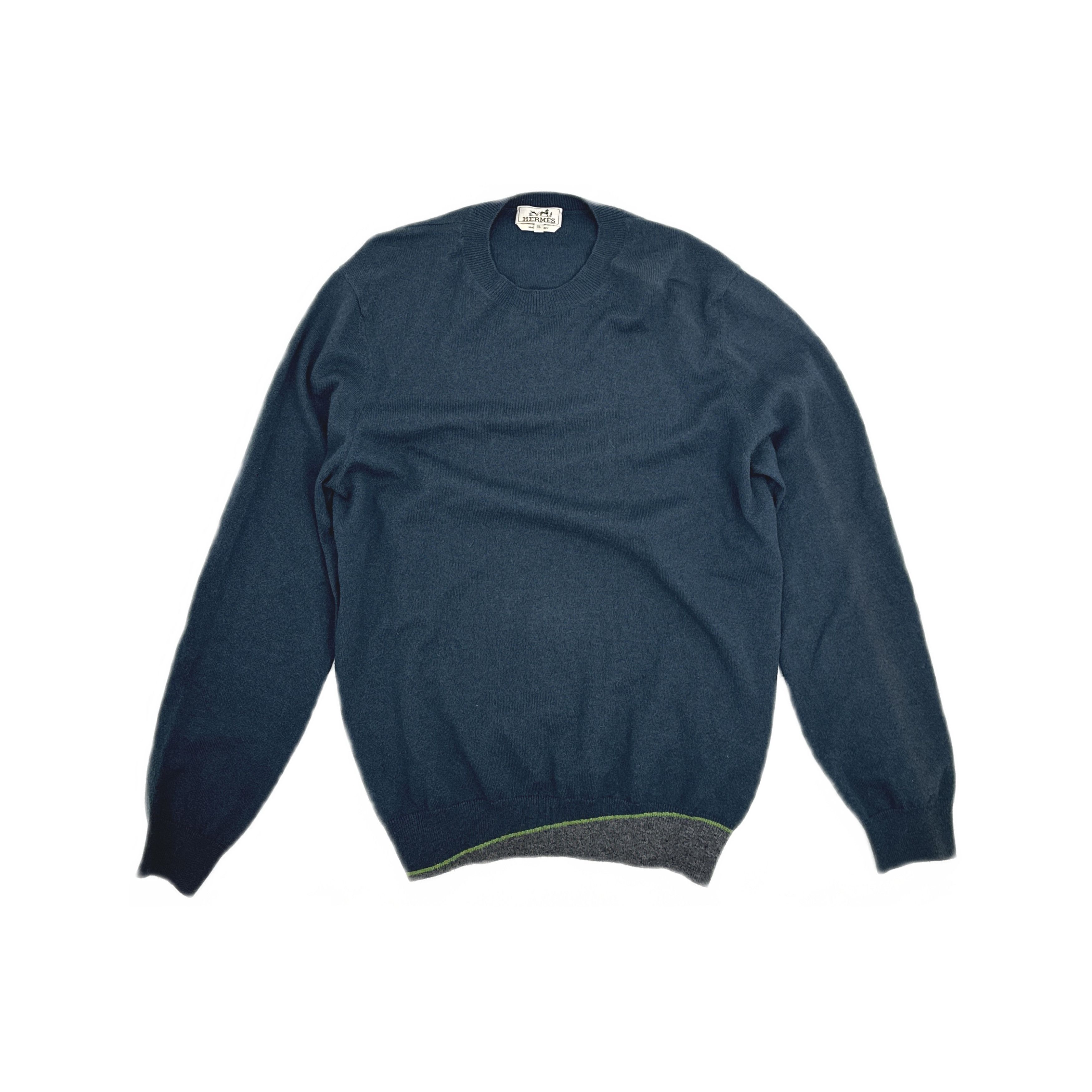 Hermes Hermes Blue Cashmere Crewneck Sweater Size XL Size US XL / EU 56 / 4 - 1 Thumbnail