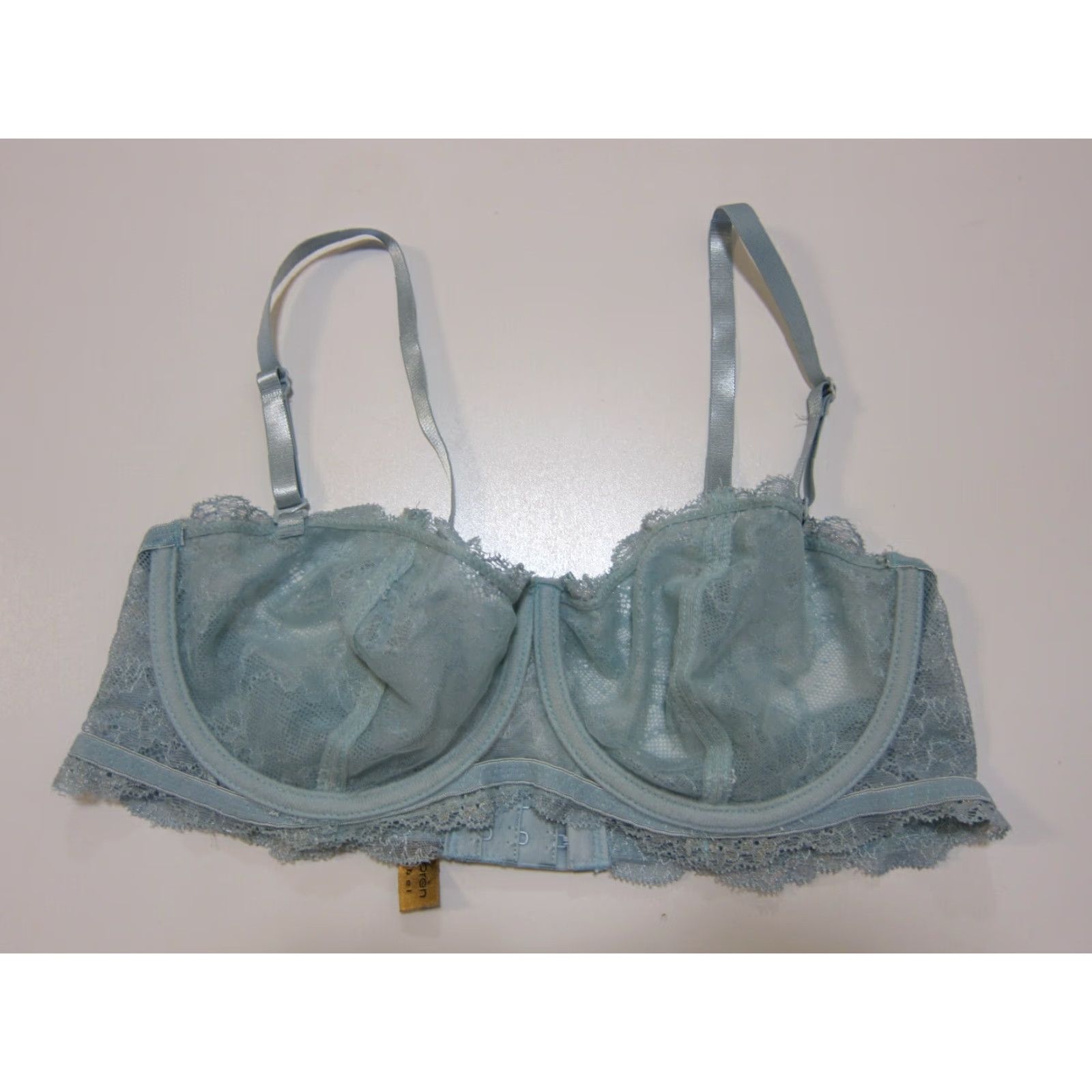 Vintage Donna Loren Gold Label Blue Lace Embroidered Underwire Bra Women 36C Size 36C Adjustable Strap Balconette Size ONE SIZE - 7 Thumbnail