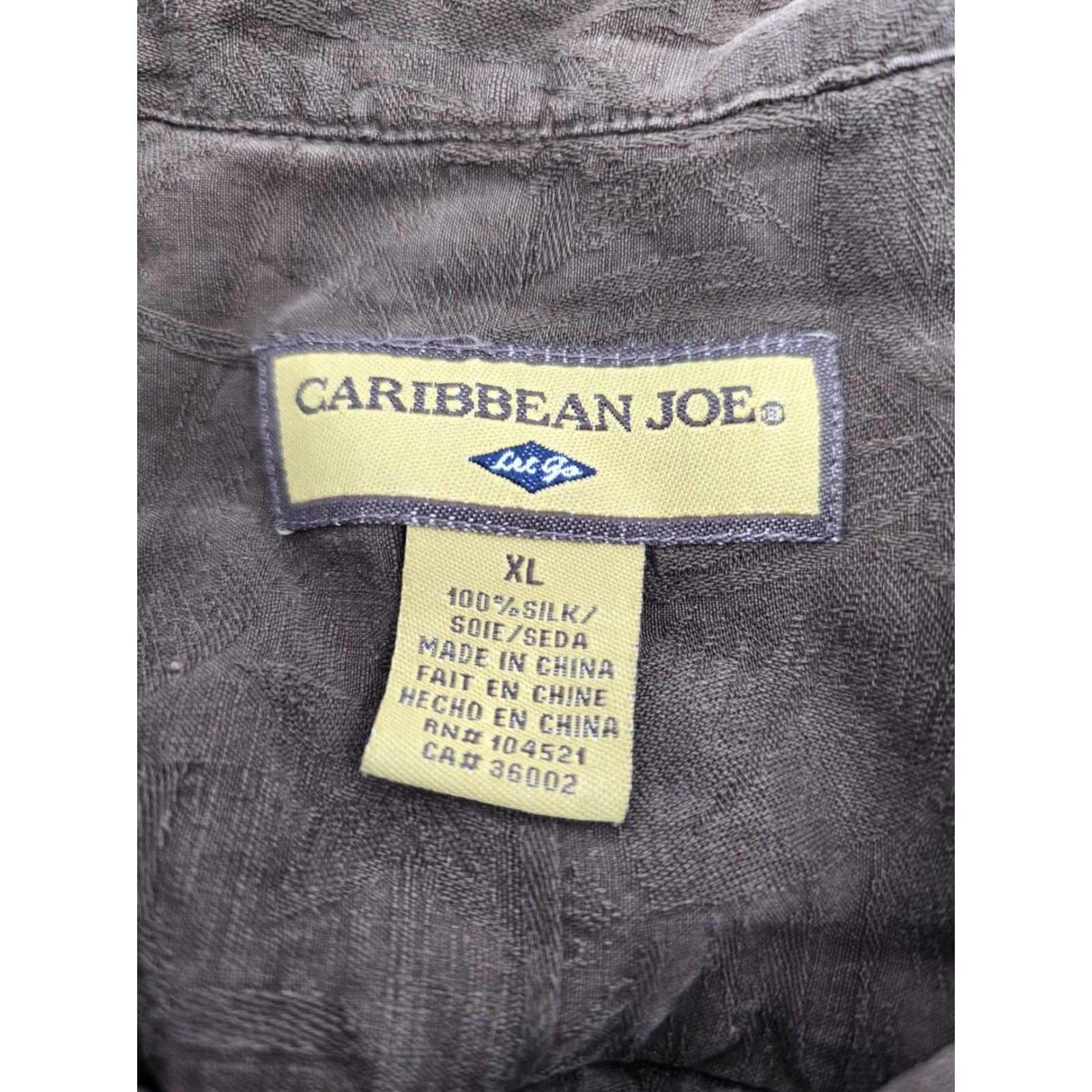 Vintage Caribbean Joe Men’s Silk Hawaiian Shirt - Brown - Size XL - Tropical Pattern, Short Sleeve, Button-Up, Collared, Travel, Casual, 90s? Size US XL / EU 56 / 4 - 5 Thumbnail