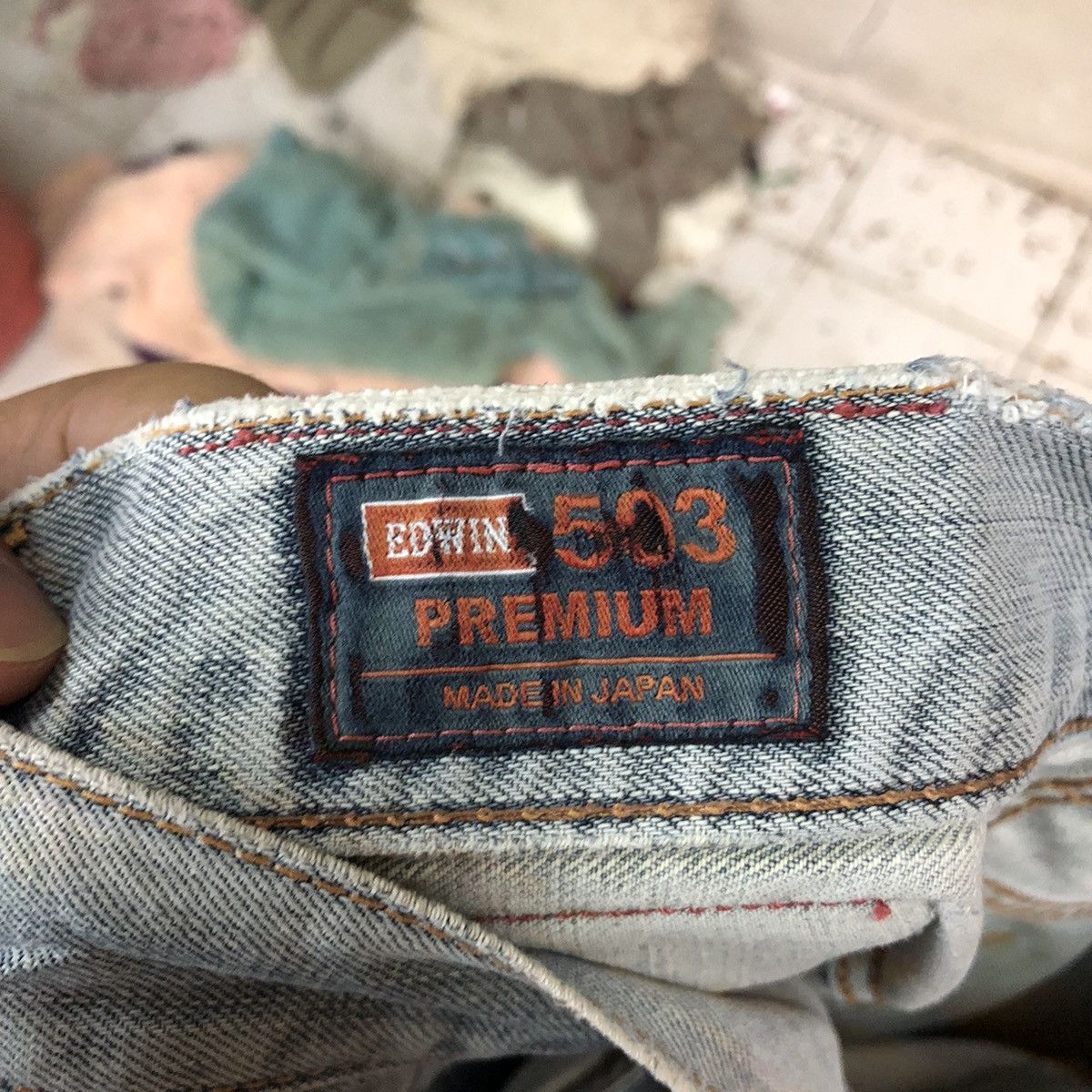 Edwin blue faded distressed ripped vintage Denim Pants #7387