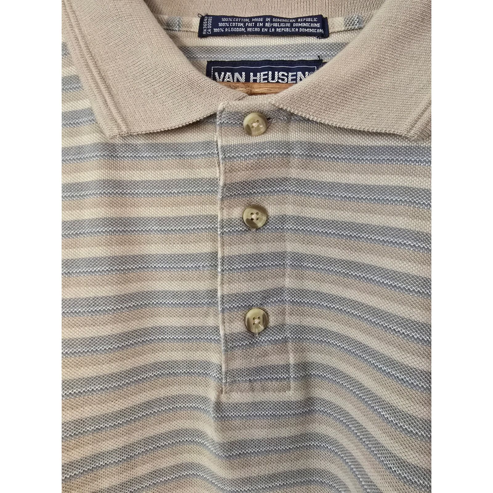 Van Heusen Vintage Van Heusen Polo Striped Beige XL Over Easy Shirt Size US XL / EU 56 / 4 - 3 Thumbnail