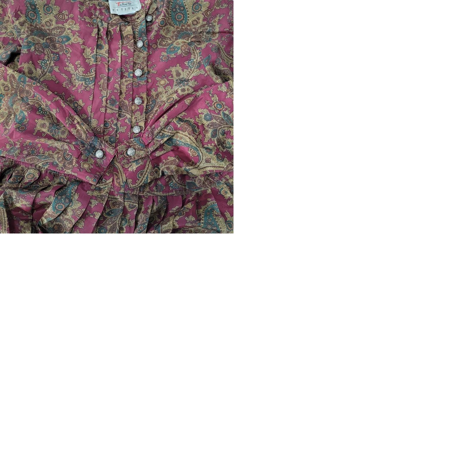 Talbots VTG Talbots Multicolor Paisley Pleated Buttoned Long Sleeve Midi Dress Petite 4P Size S / US 4 / IT 40 - 9 Thumbnail
