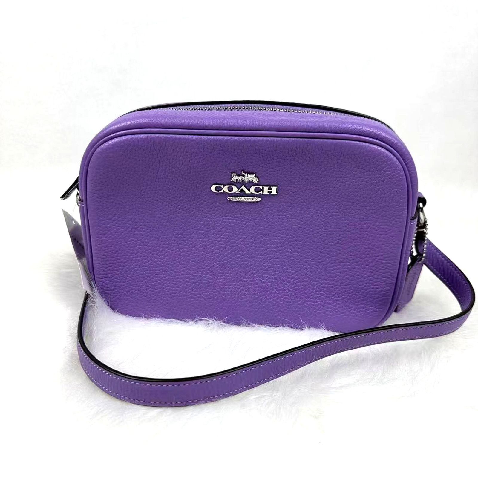Coach Jamie Crossbody Camera Bag In Leather/silver/iris NWT in Purple, Women's