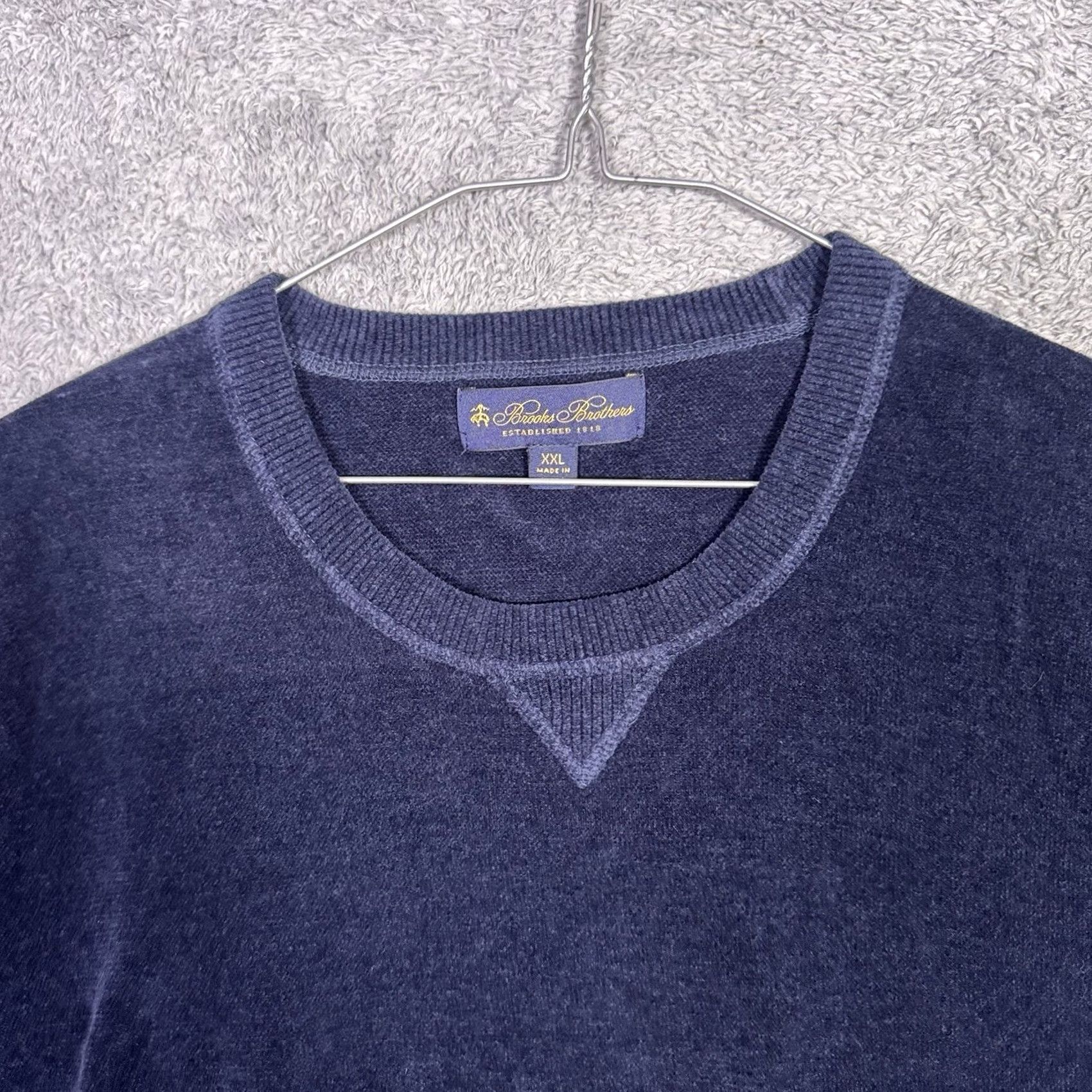 Brooks Brothers Brooks Brothers Sweatshirt Mens 2XL XXL Crewneck Pullover Fleece Suede Sweater Blue Cotton Polyester Fabric Fleece Regular Knit Pullover Mens Size US XXL / EU 58 / 5 - 4 Thumbnail