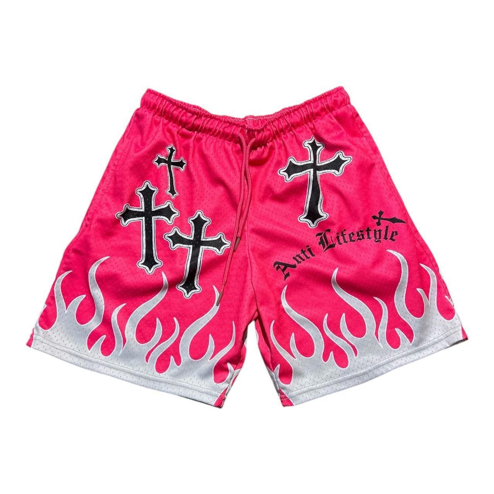 Designer Anti Lifestyle Pink Cross Flame Shorts Size US 32 / EU 48 - 1 Thumbnail