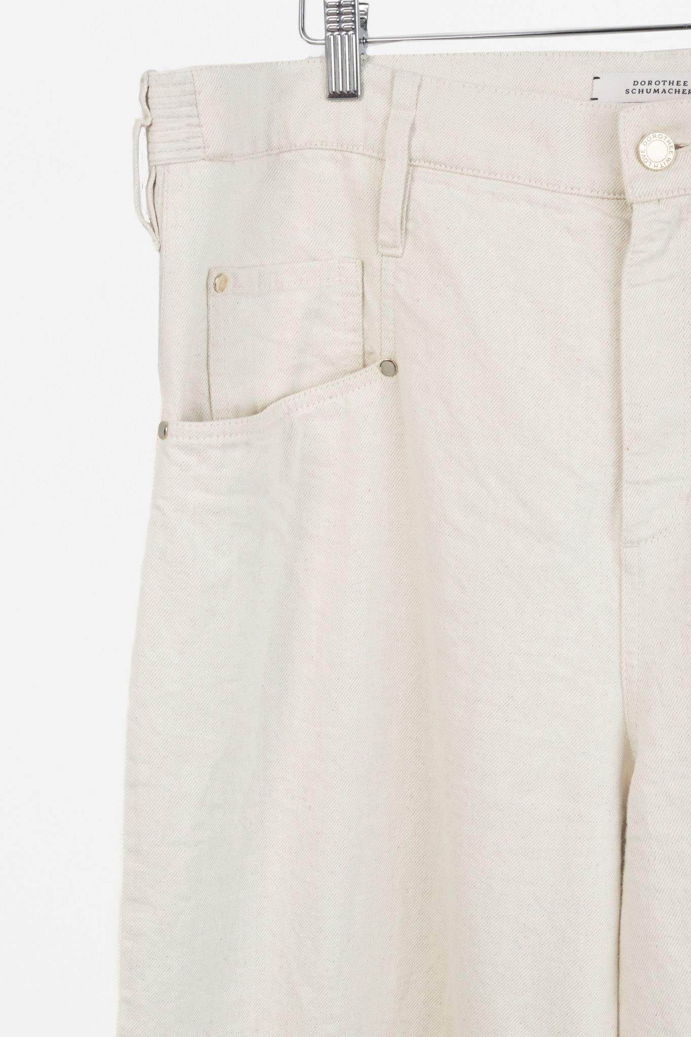 DOROTHEE SCHUMACHER Dorothee Schumacher Cream Cotton Wide-Leg Jeans Size 38" / US 16 / IT 52 - 5 Thumbnail