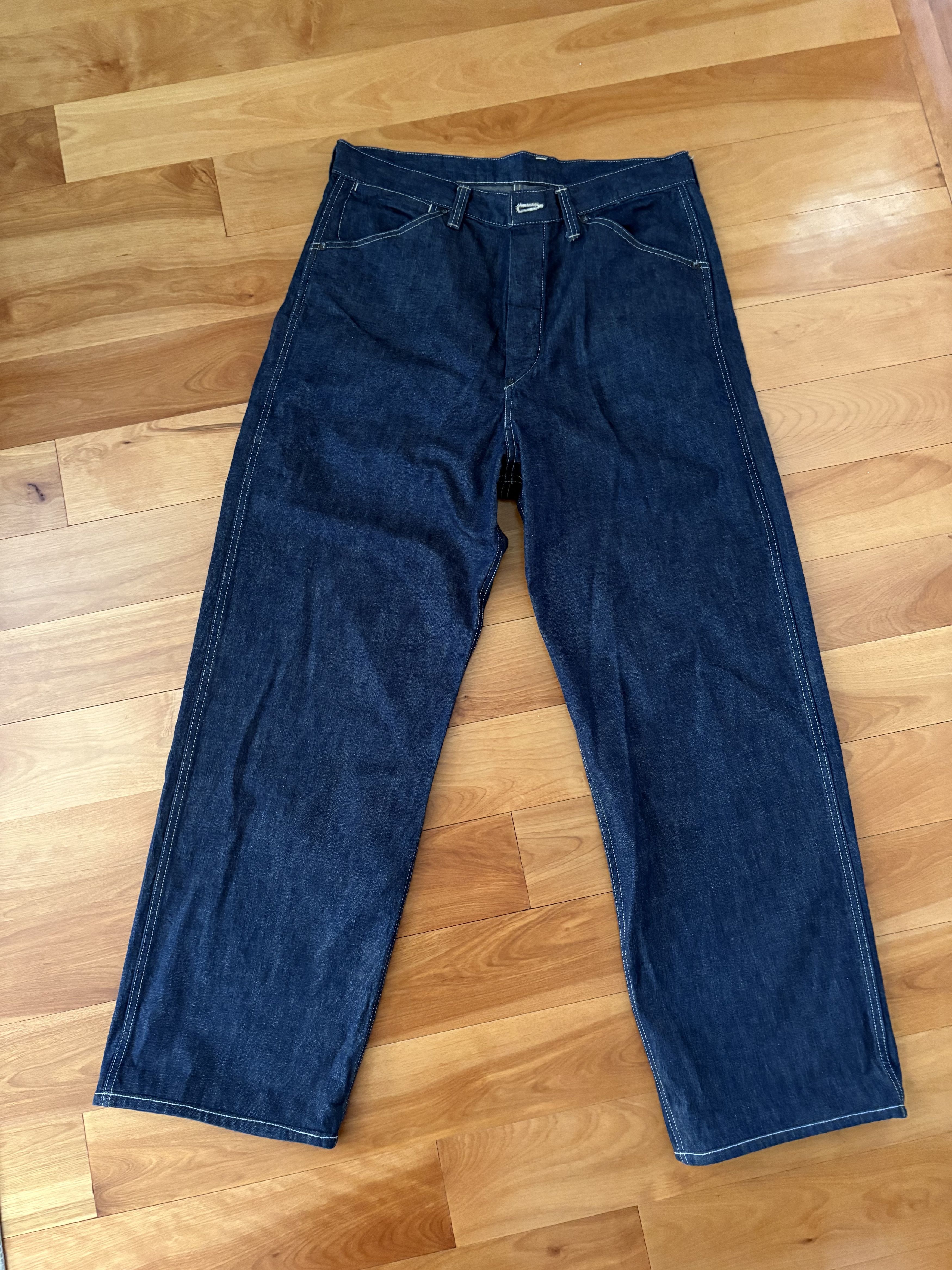 Full Count & Co. Fullcount 1129-1 PW Denim Cinch Back Work Pants Indigo Blue Size US 34 / EU 50 - 3 Thumbnail