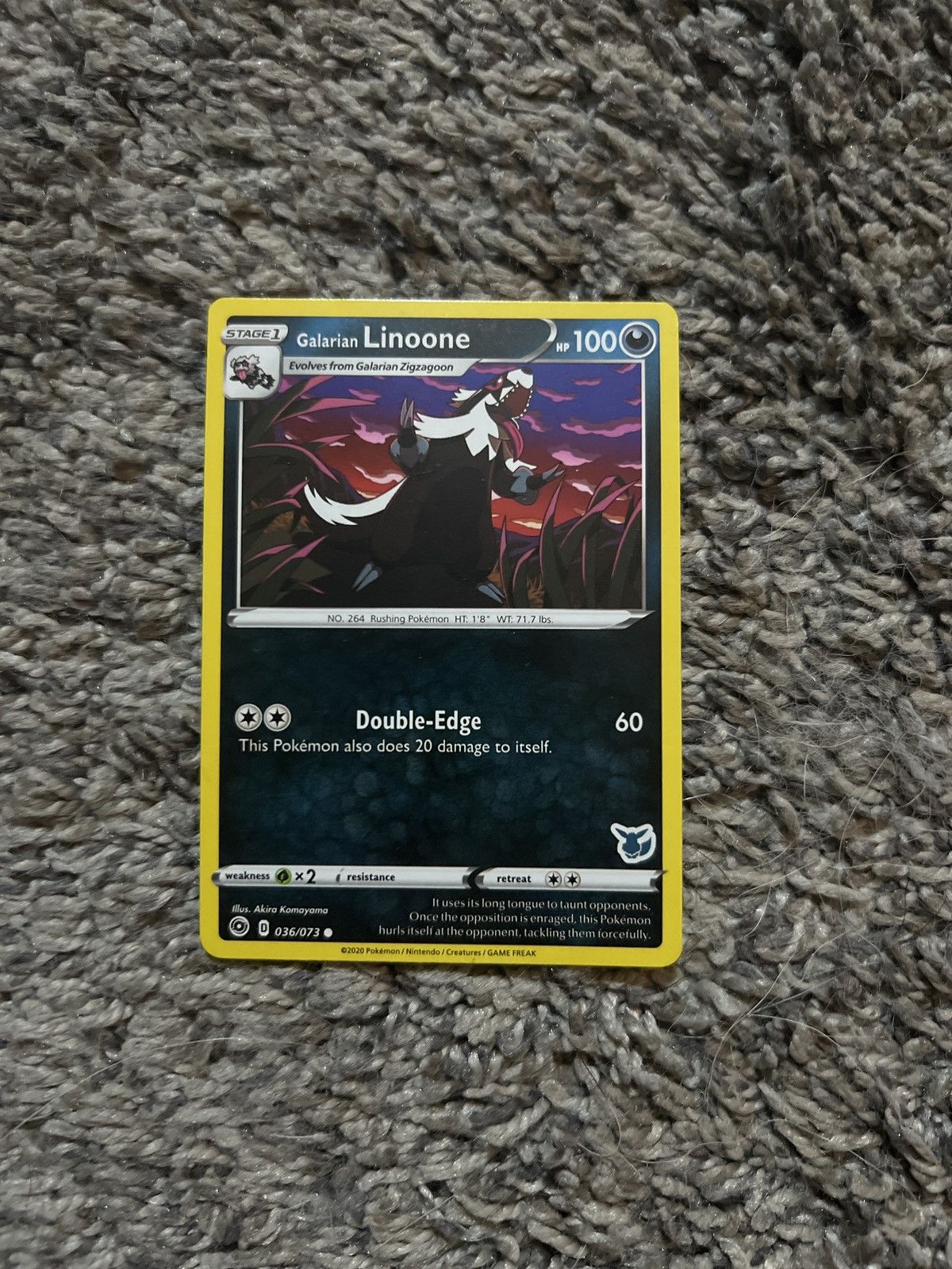 Pokemon 2020 Pokémon Galarian Linoone Stage 1 Card Size ONE SIZE - 1 Thumbnail