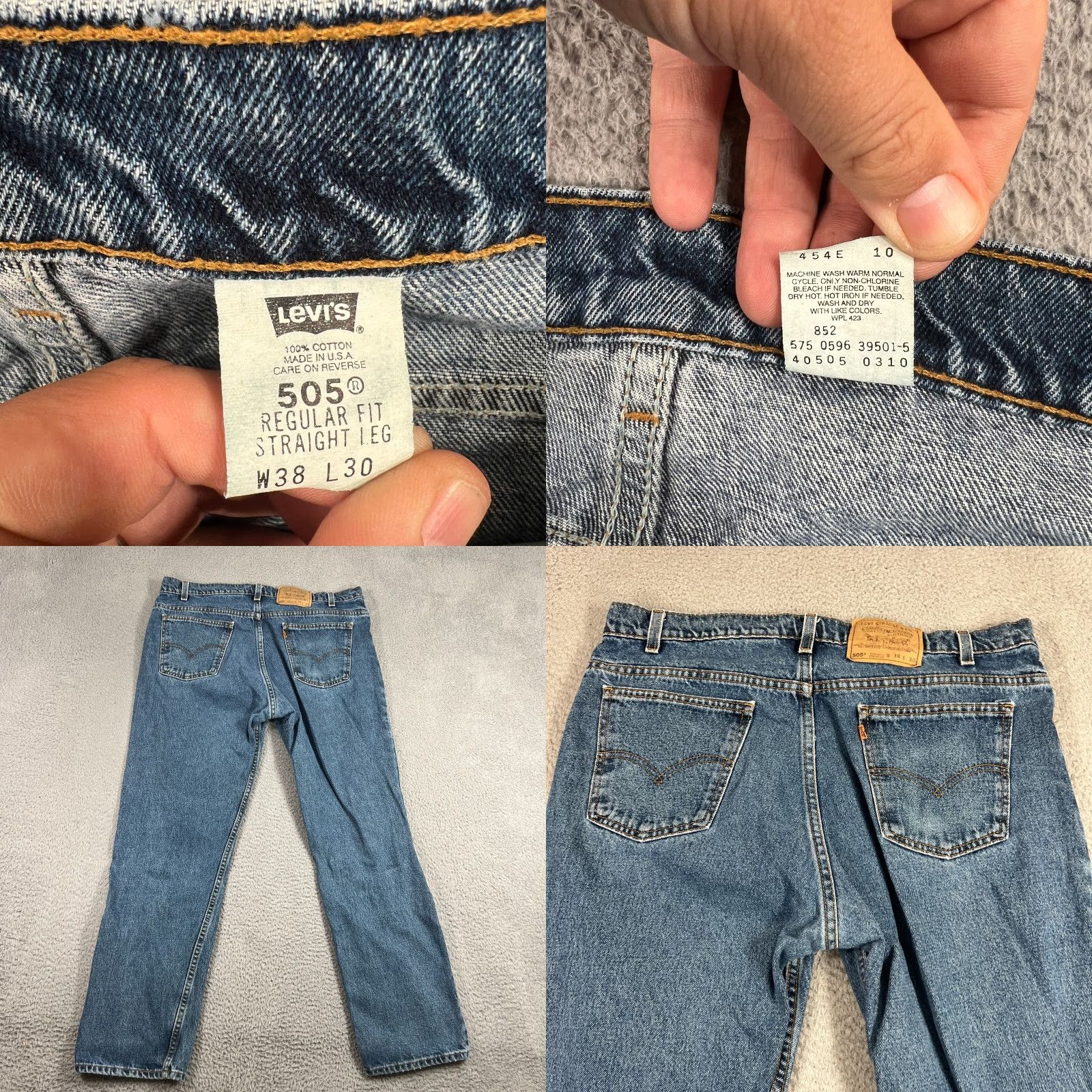 Levi's VINTAGE Levi's 505 Jeans Men 38x30 Straight Fit Medium Wash Denim 80s 90s Retro Size US 38 / EU 54 - 8 Thumbnail