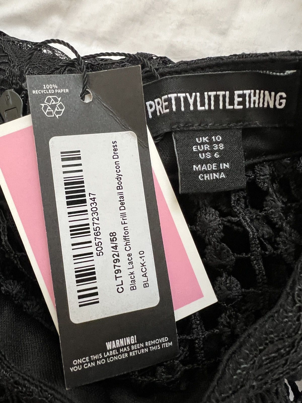PrettyLittleThing PrettyLittleThing Black Lace High-Neck Ruffle Sleeve Midi Size M / US 6-8 / IT 42-44 - 9 Thumbnail
