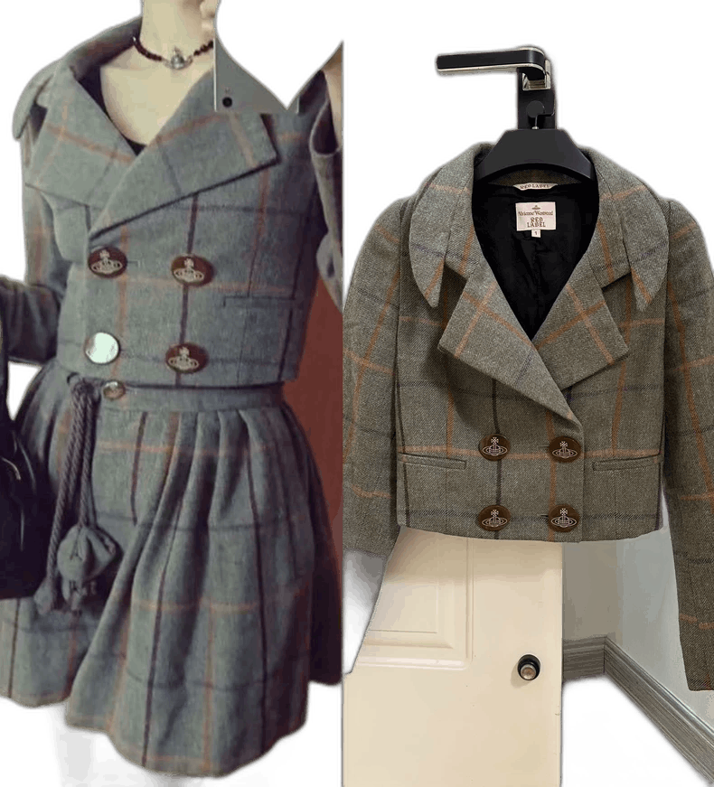 Vivienne Westwood Vintage Plaid Horn Collar Jacket - dmc
