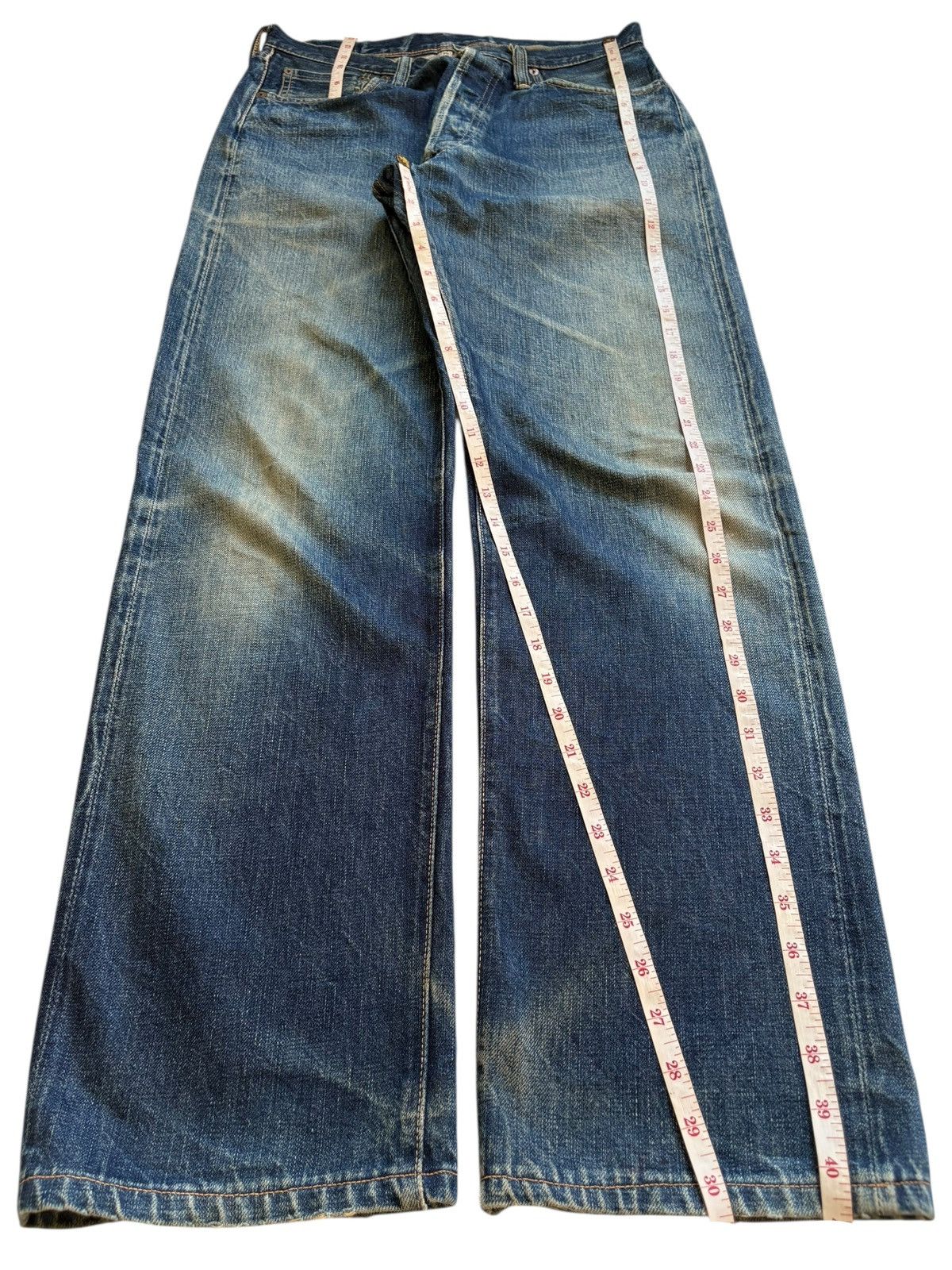 Full Count & Co. Vintage Full Count Selvedge Mud Wash Distressed Loose Jeans Size US 30 / EU 46 - 12 Thumbnail