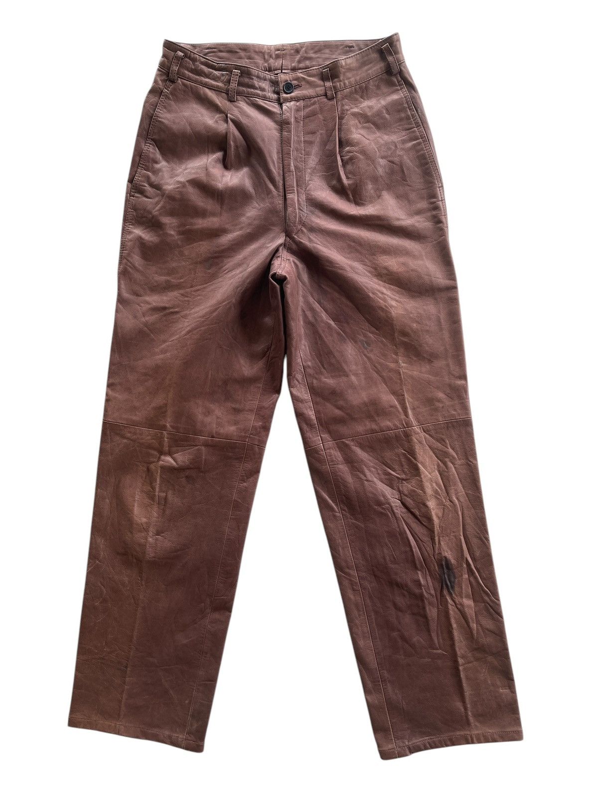 Comme des Garcons Homme 90s CDG Homme Cowhide Dirty Pants Size US 27 - 1 Thumbnail