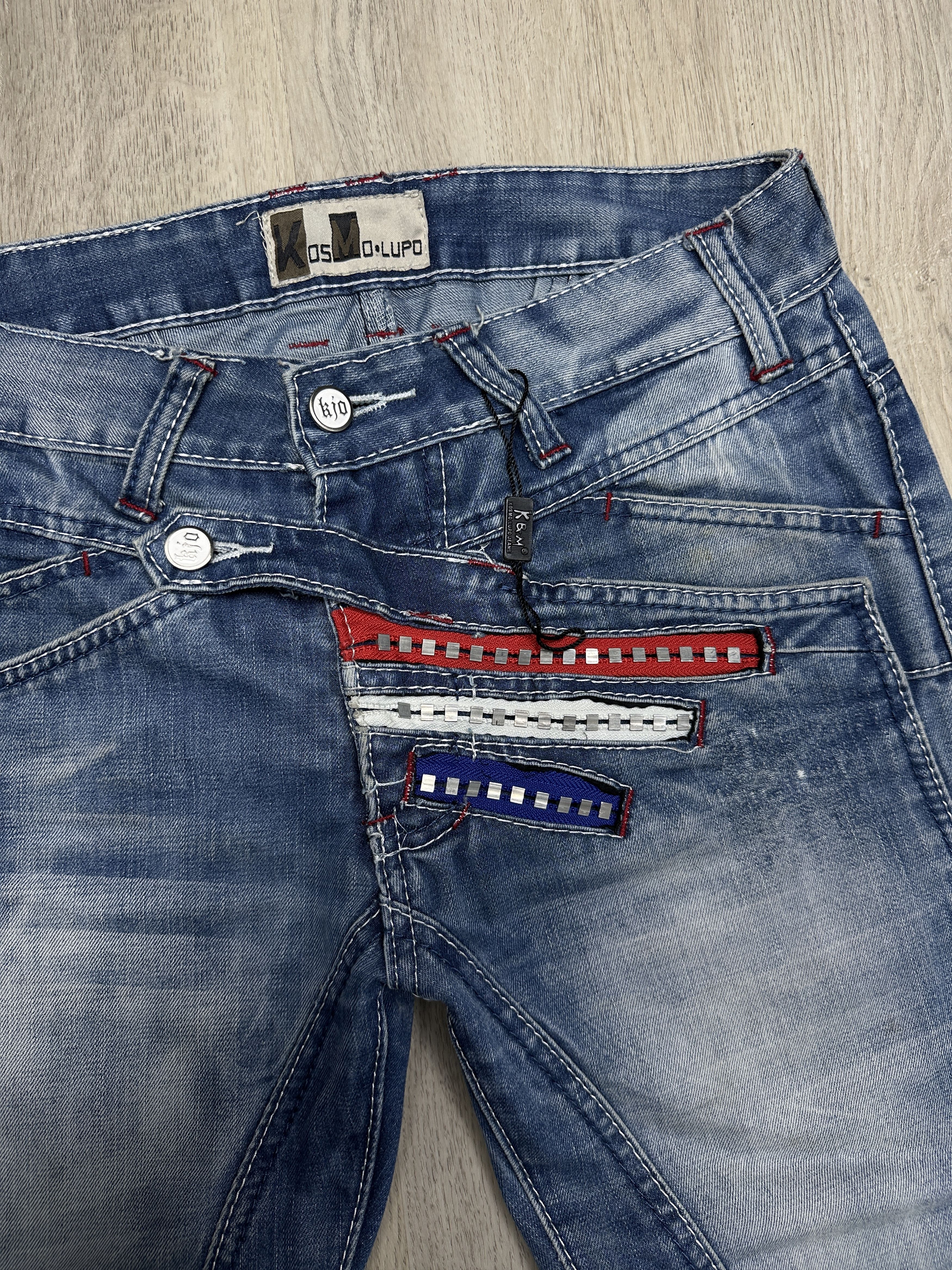 If Six Was Nine K&M Kosmo Lupo Patchwork Denim Pants Jeans Size US 29 - 3 Thumbnail