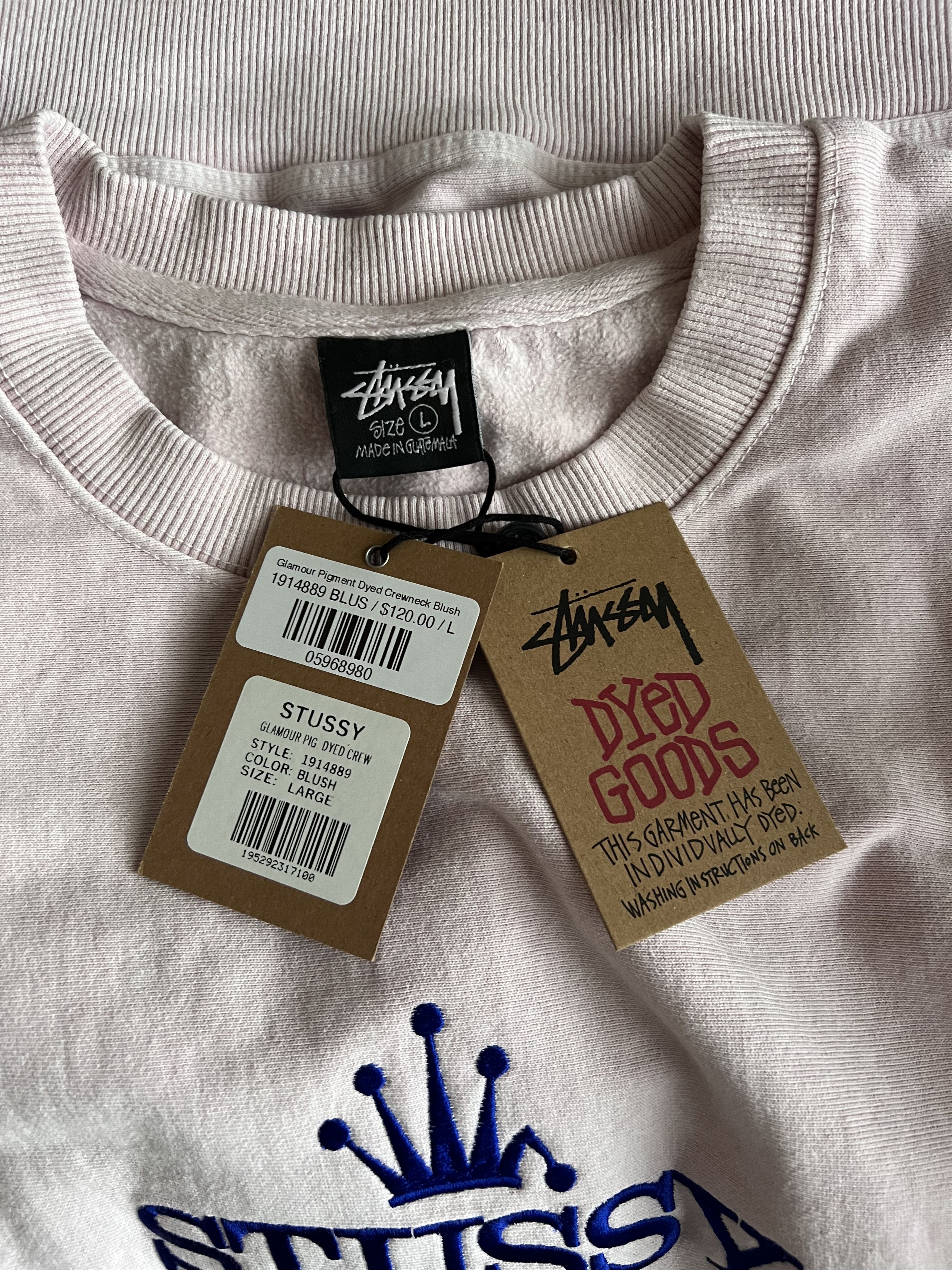 Stussy Stussy Glamour Pigment Dyed Crewneck Sweatshirt in Blush Size US L / EU 52-54 / 3 - 5 Thumbnail