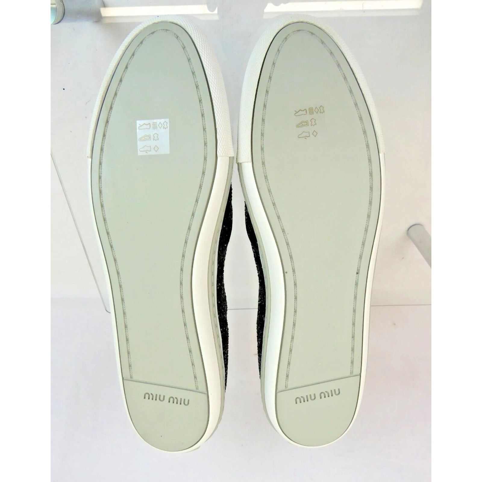 Miu Miu NIB MIU MIU PRADA 5S9 BLACK GLITTER LOGO LOAFERS SNEAKERS 41 Size US 11 / IT 41 - 10 Thumbnail
