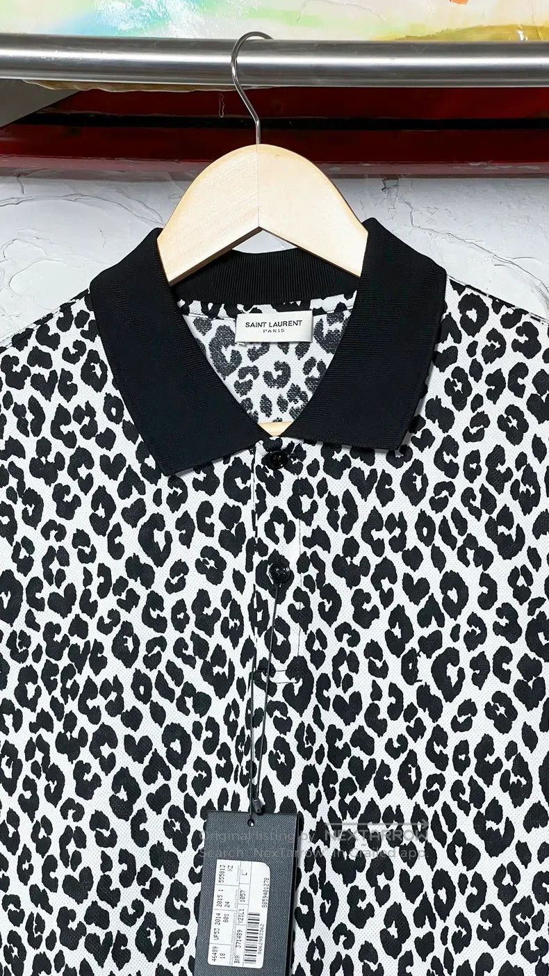 Saint Laurent Paris Saint Laurent Paris Leopard Print Collar Polo Shirt Size US M / EU 48-50 / 2 - 3 Thumbnail